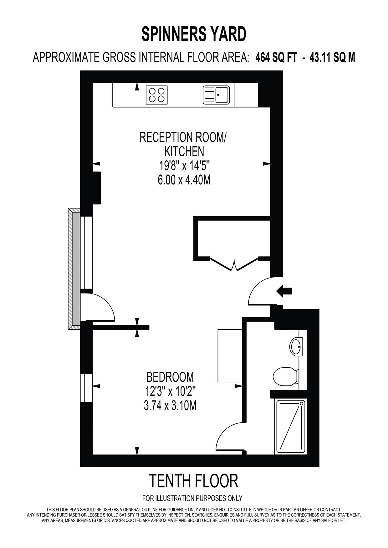 Spinners Yard Studio (Furnished),, Spinners Yard, Leeds floorplan