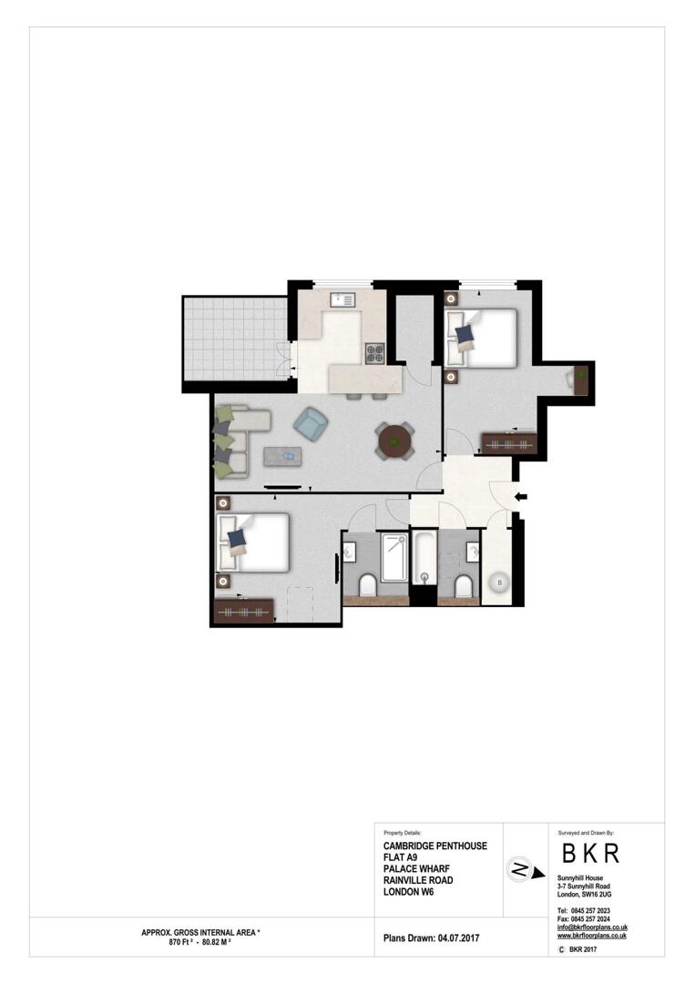 Cambridge Penthouse Palace Wharf, Rainville Road, London floorplan