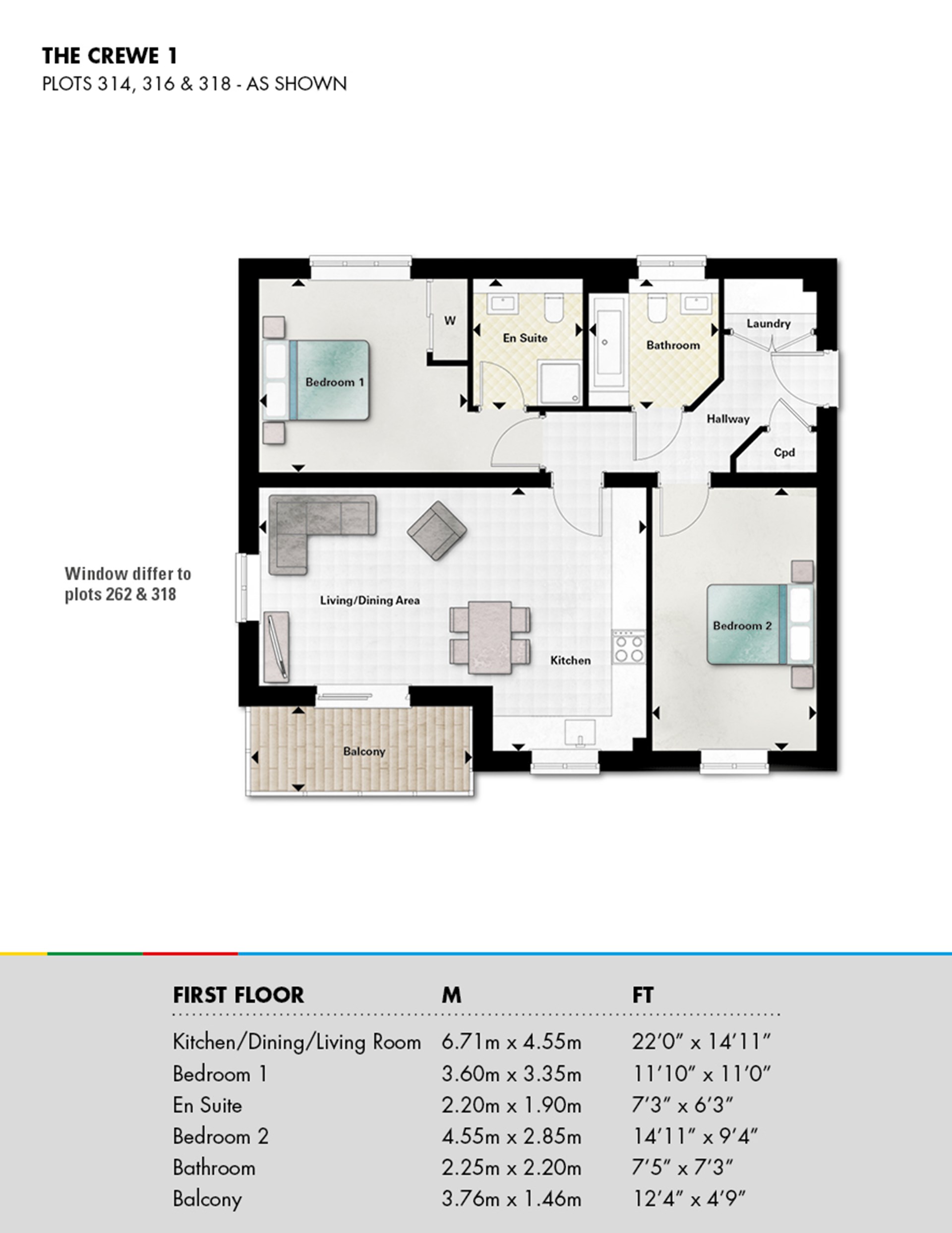 "Crewe" at Old Wokingham Road, Crowthorne RG45, 2 bedroom flat for sale