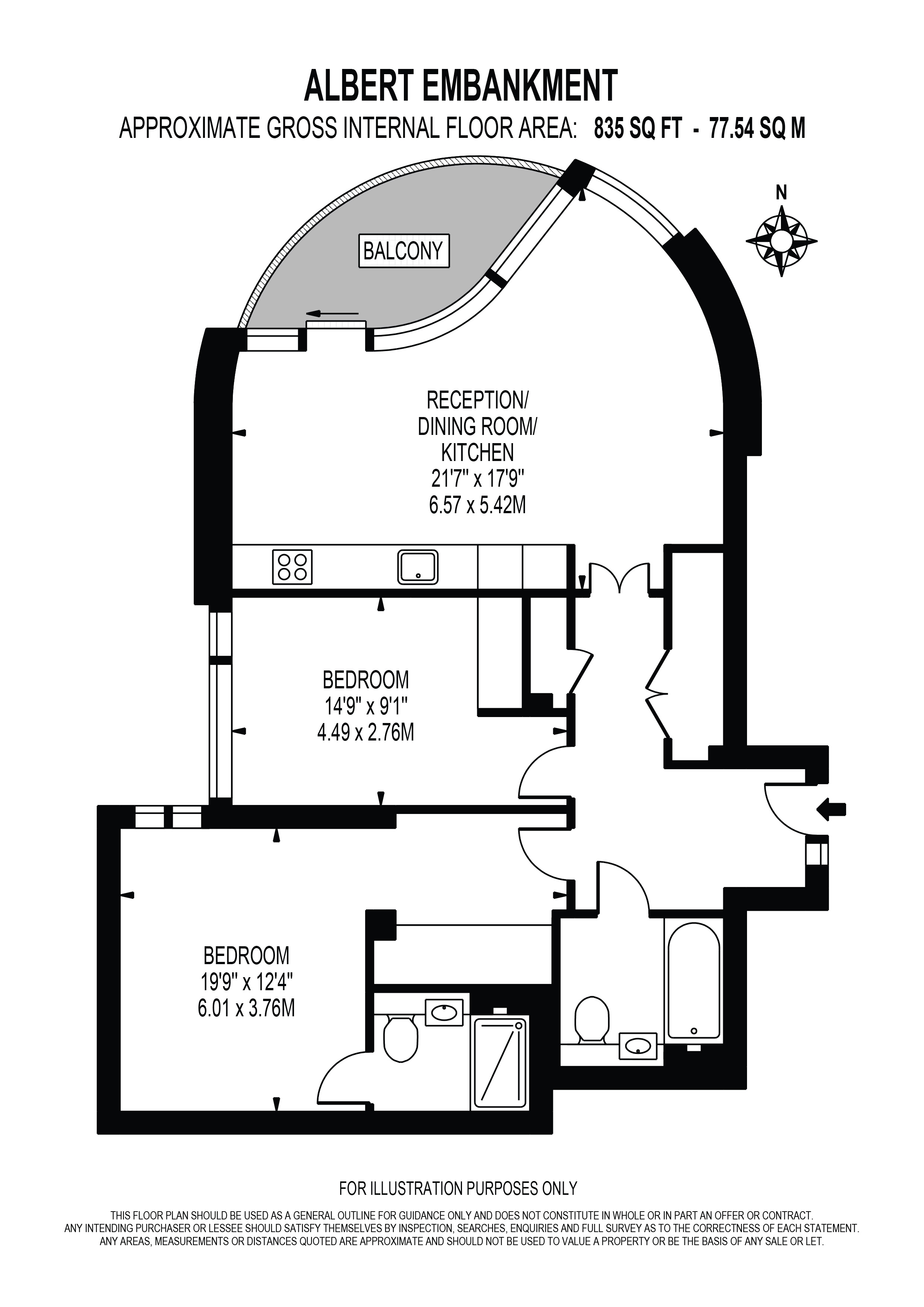 Apartment 34 The Corniche 24, Albert Embankment, London floorplan