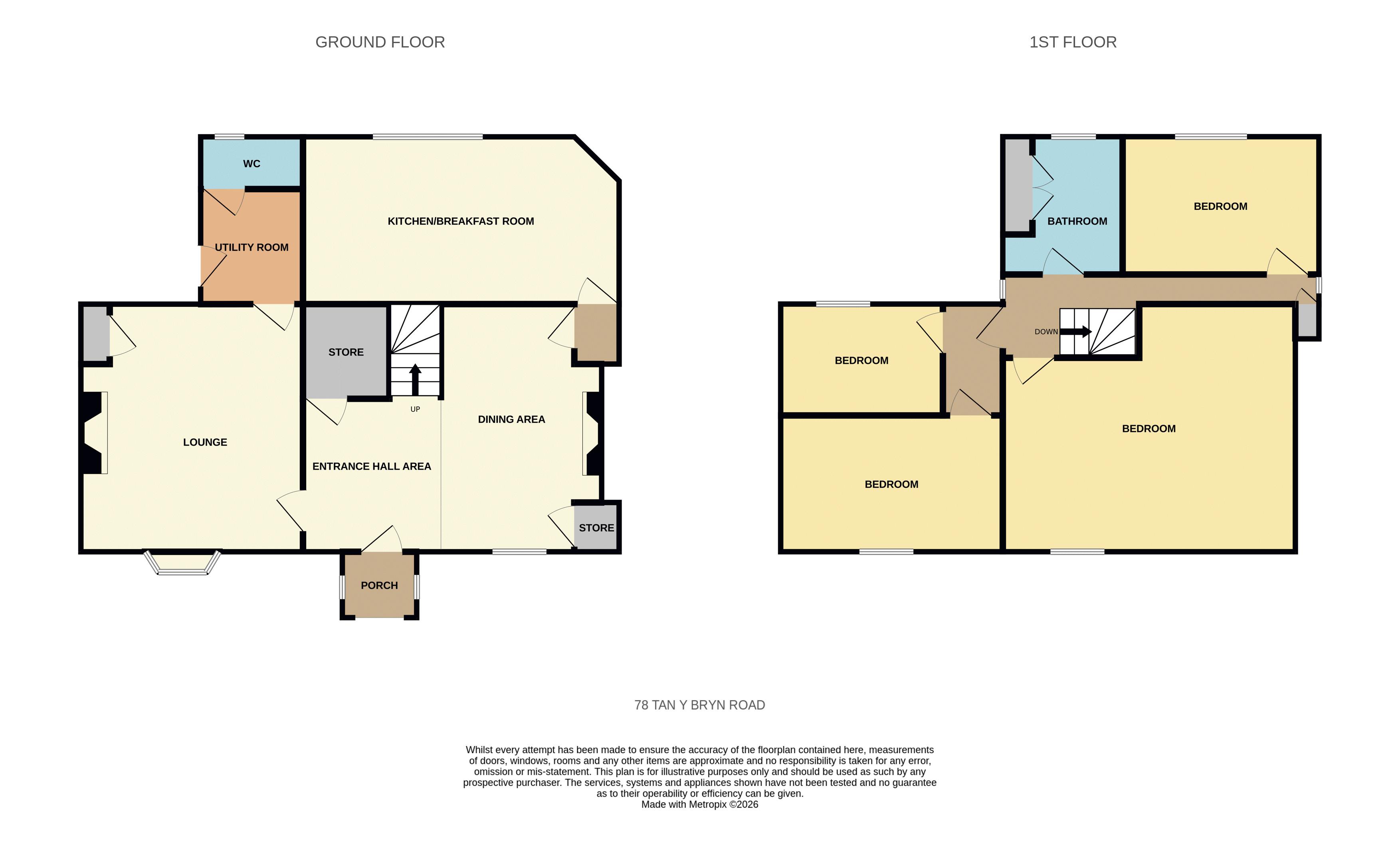 78 and 80, Tan Y Bryn Road, Rhos on Sea floorplan