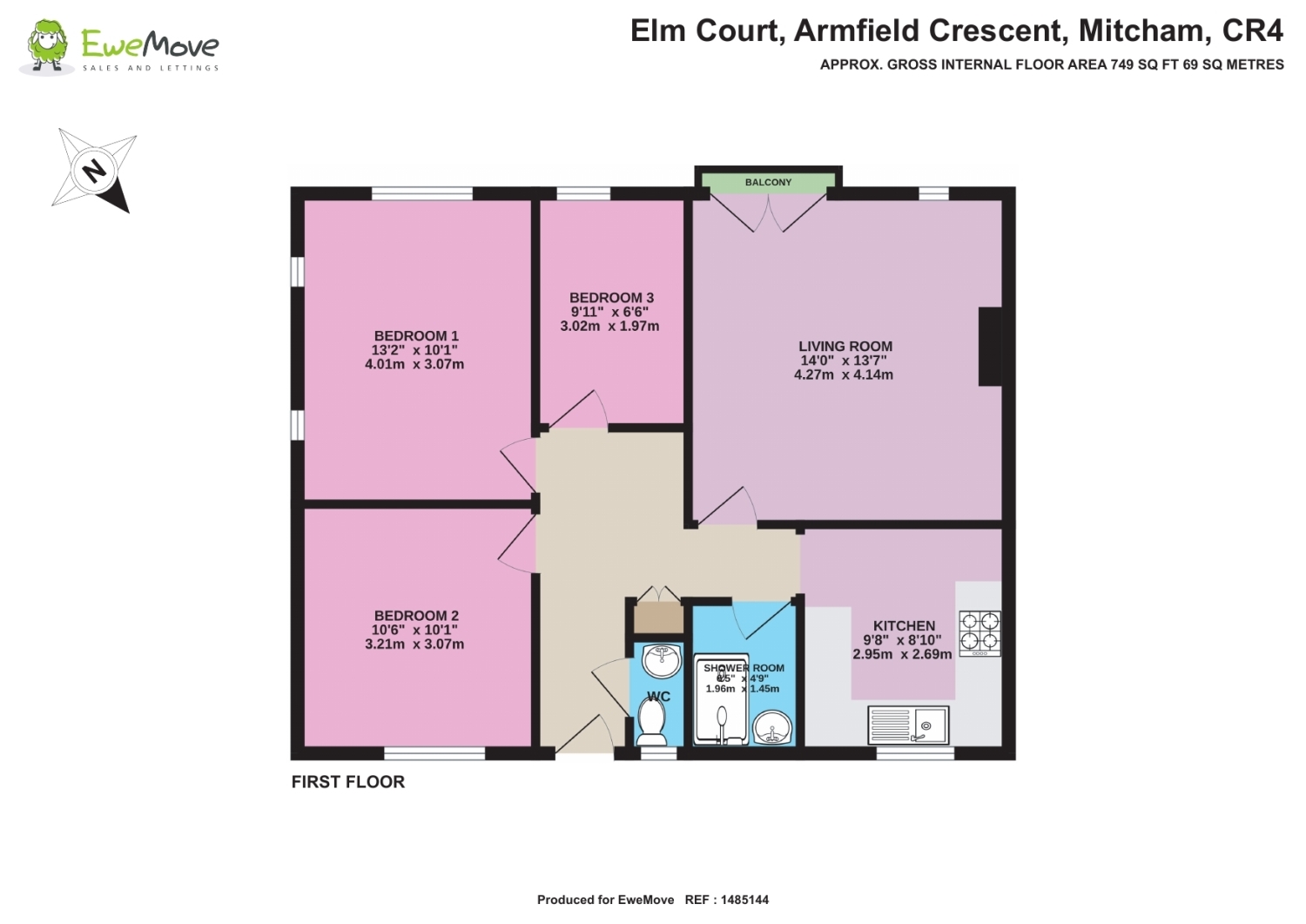 Flat 33, Elm Court, Armfield Crescent, Mitcham floorplan