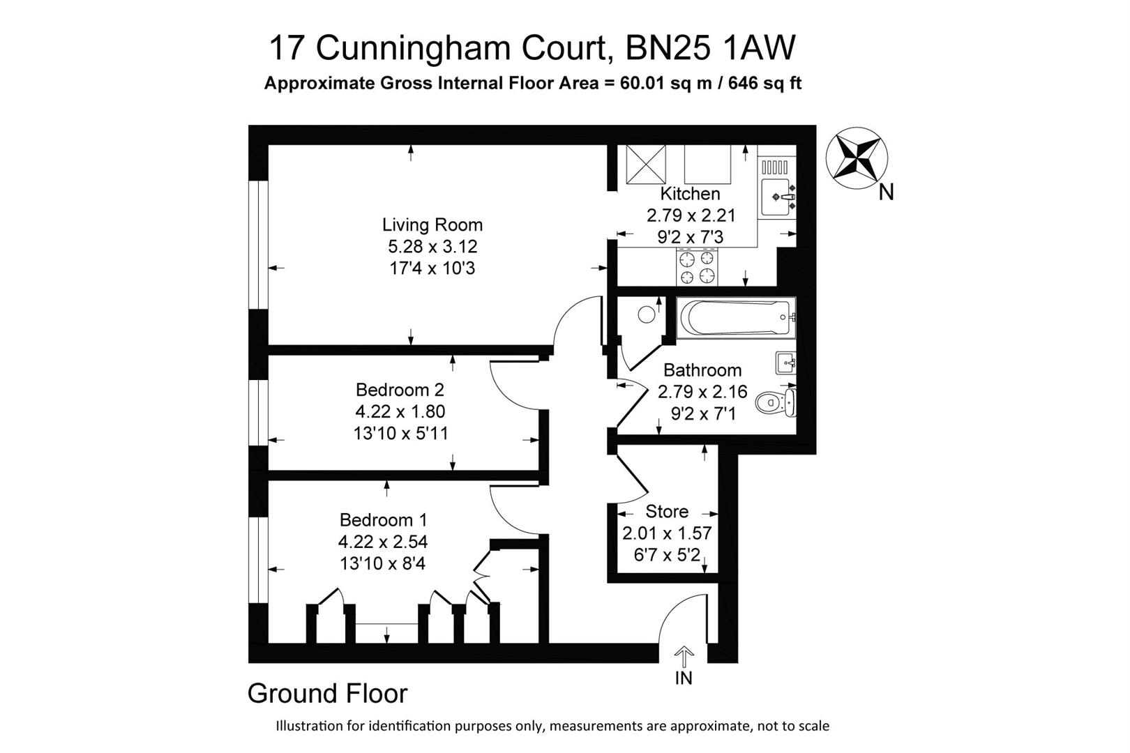 Flat 17, Cunningham Court, Ringmer Road, Seaford floorplan