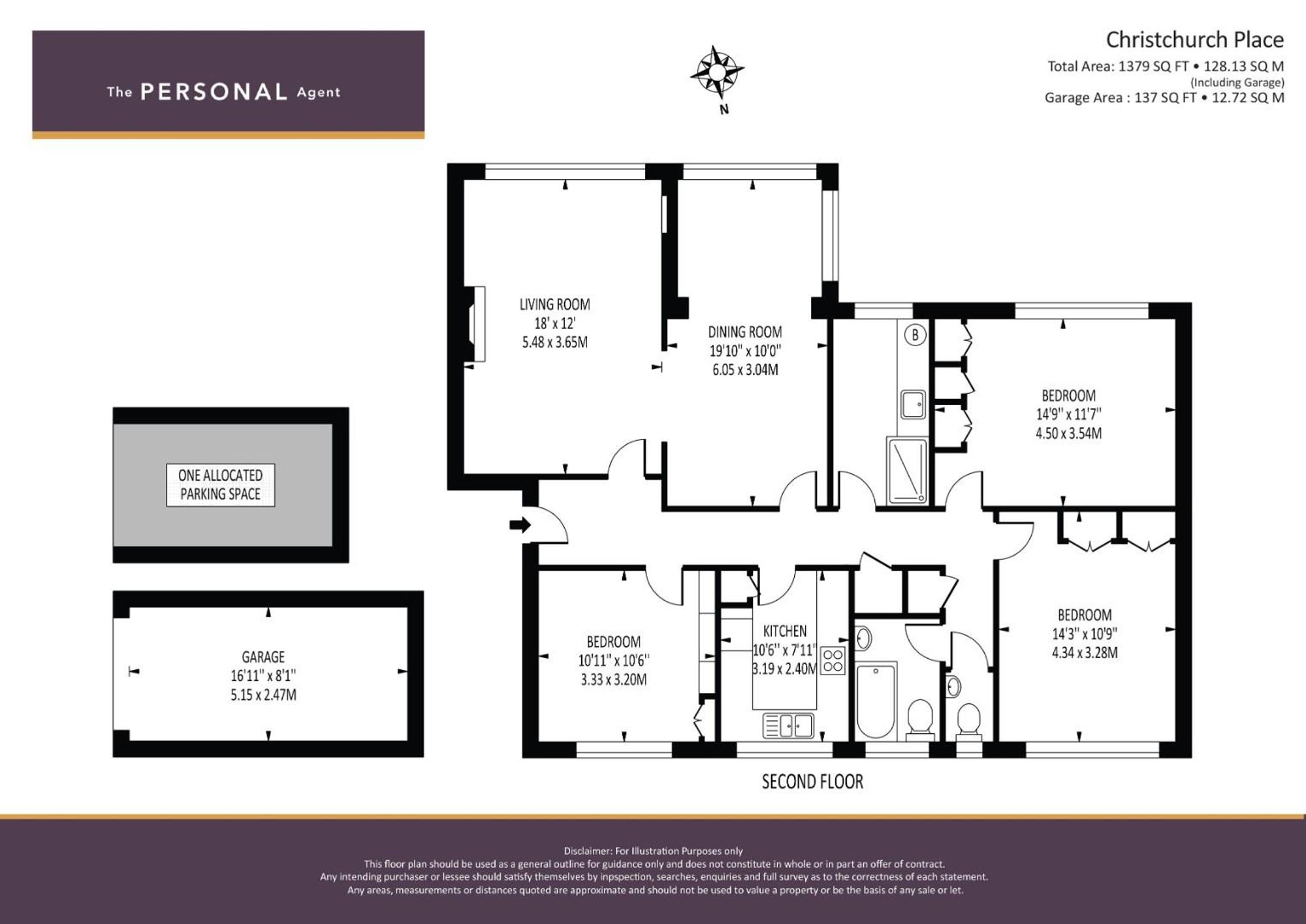 Flat 6, Christchurch Place Christ Church Mount, Epsom floorplan