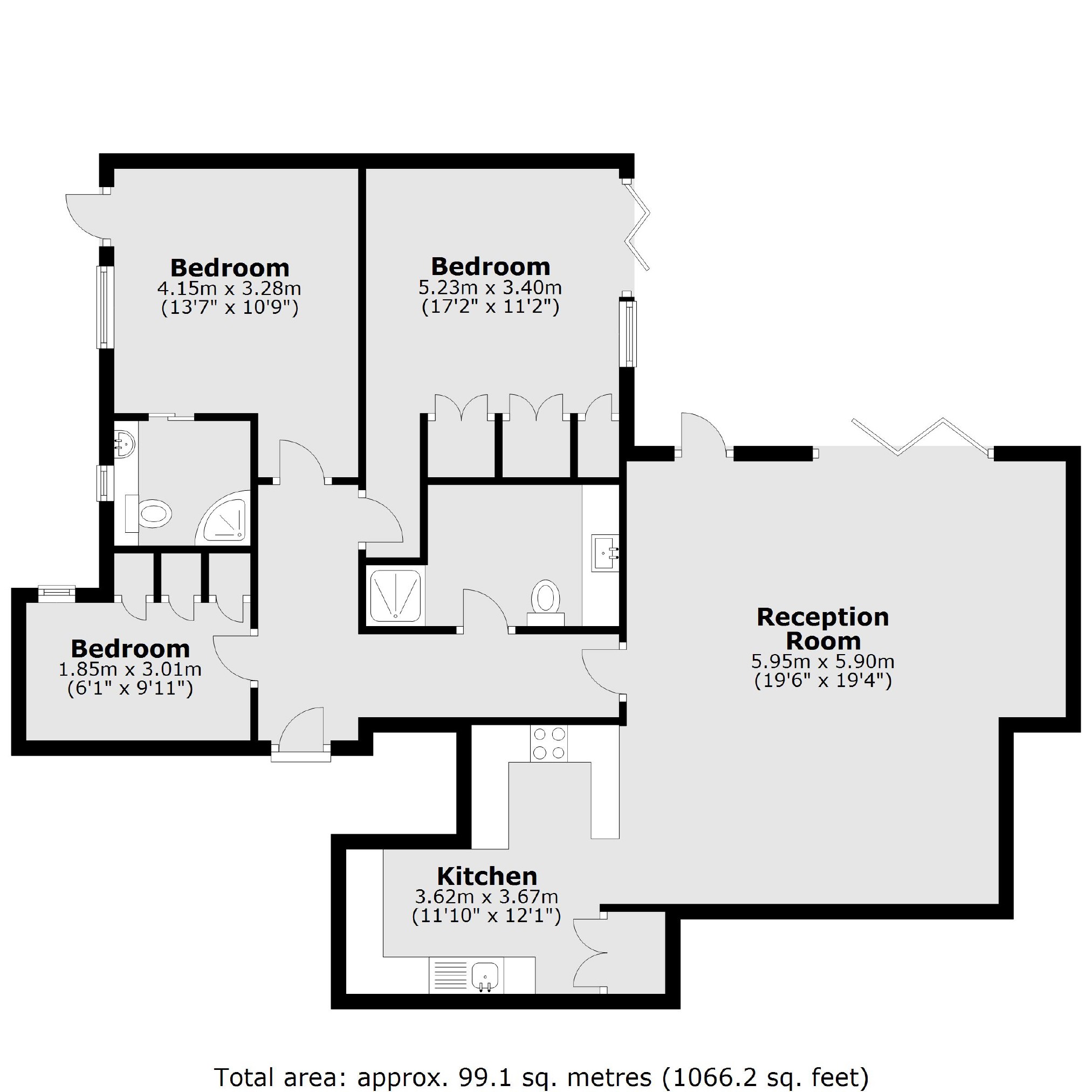 Flat 1, Heron Court, 3-5, High Street, Hampton floorplan