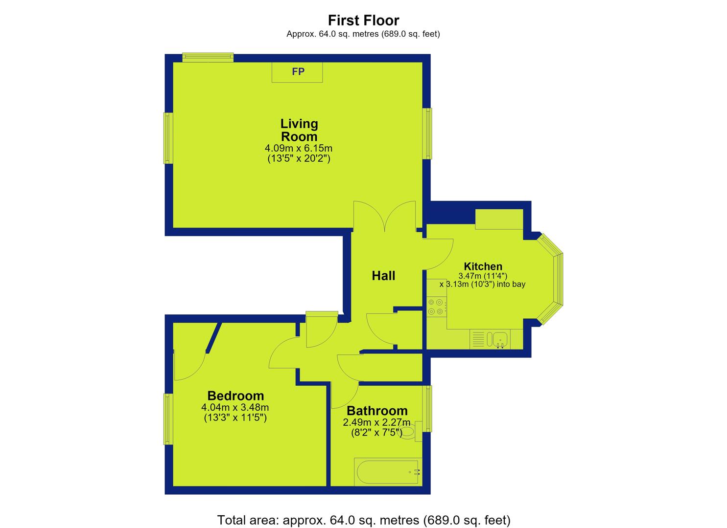 Apartment 3 The Tower House, 53, Park Row, Nottingham floorplan