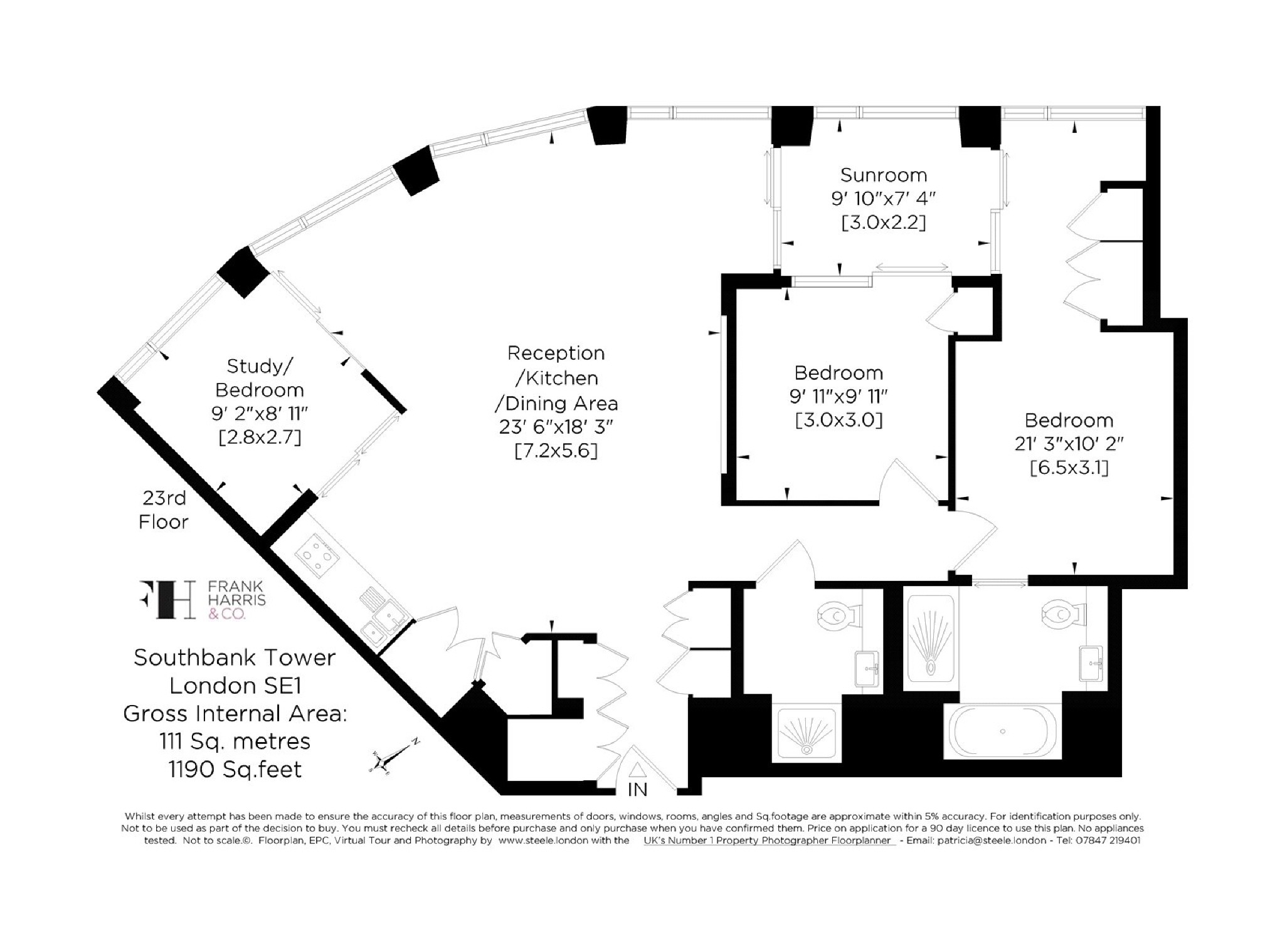 Apartment 2306, South Bank Tower, 55, Upper Ground, London floorplan