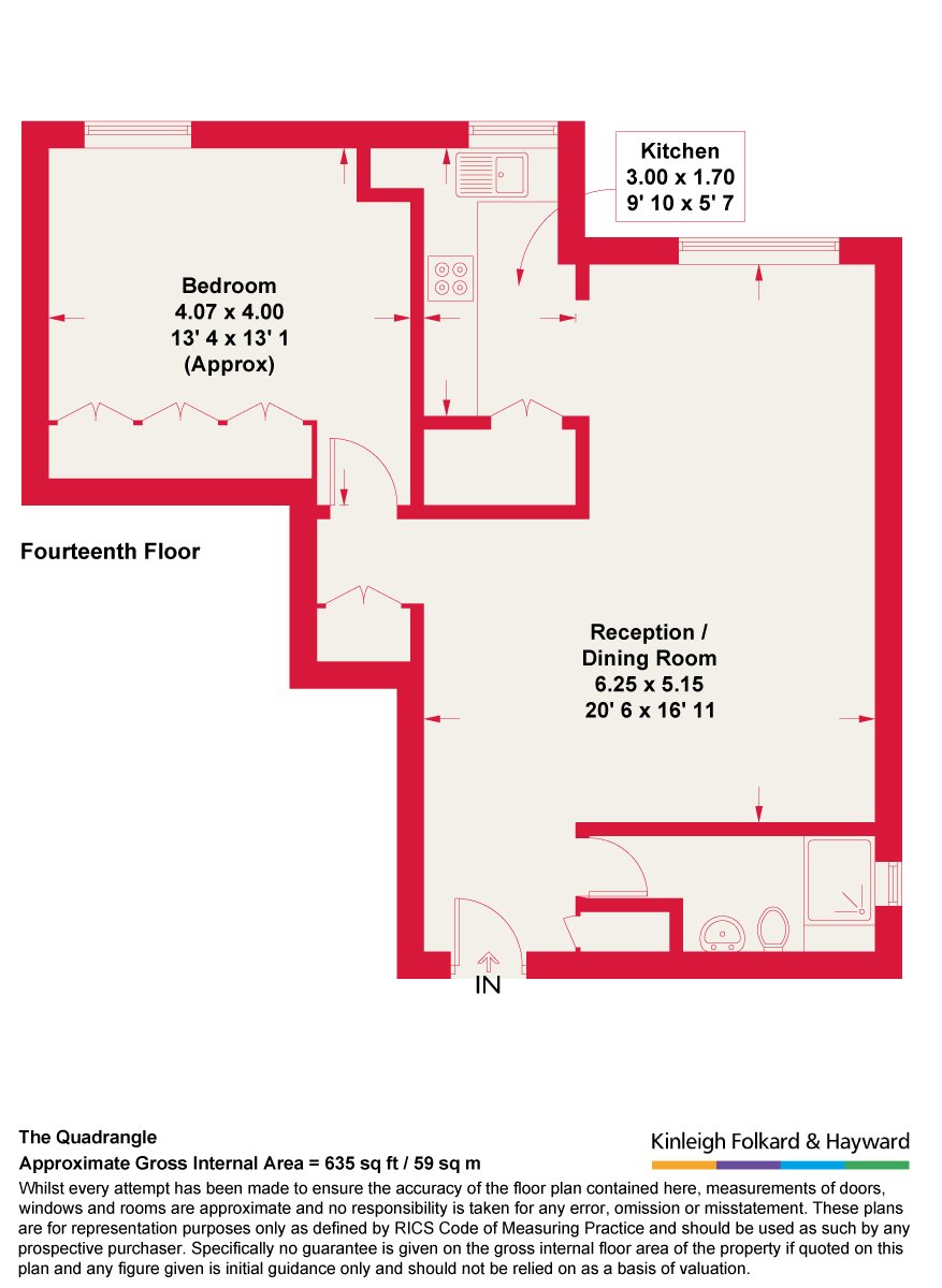 Flat 186 Quadrangle Tower,, Cambridge Square, London floorplan