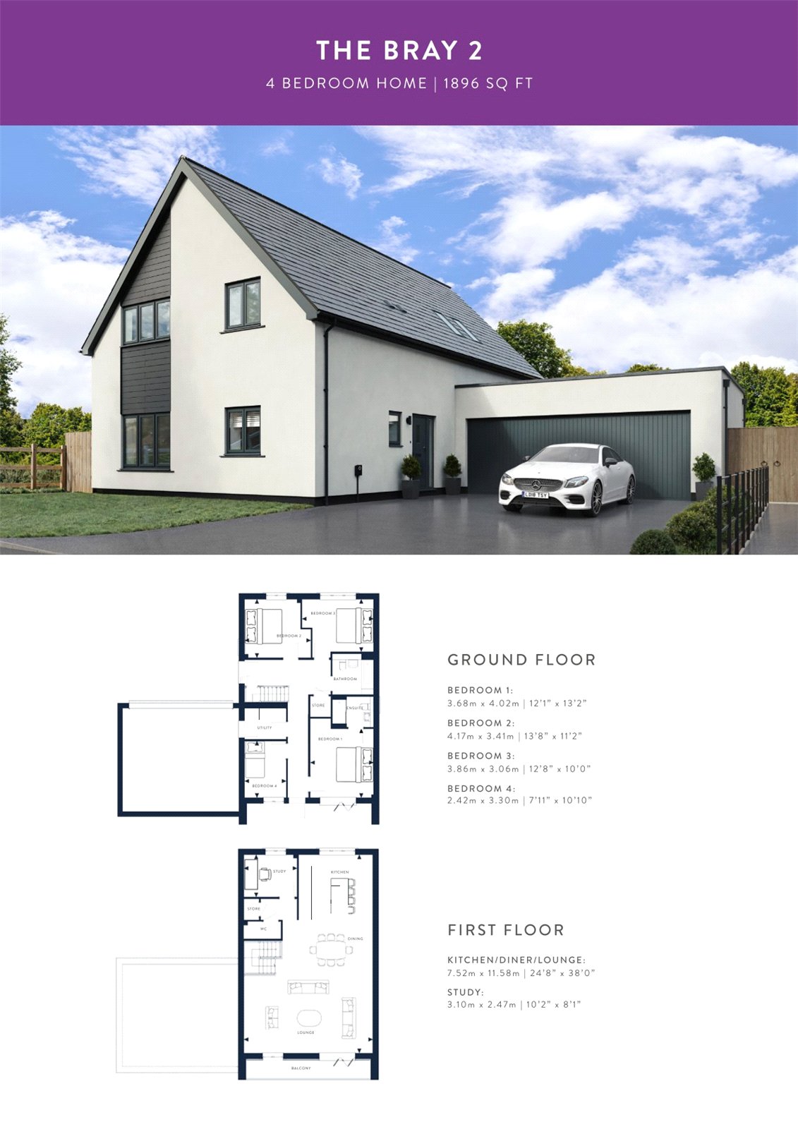 Plot 14 The Bray 2,, The Bray 2 Hollywell Meadow, South Molton floorplan