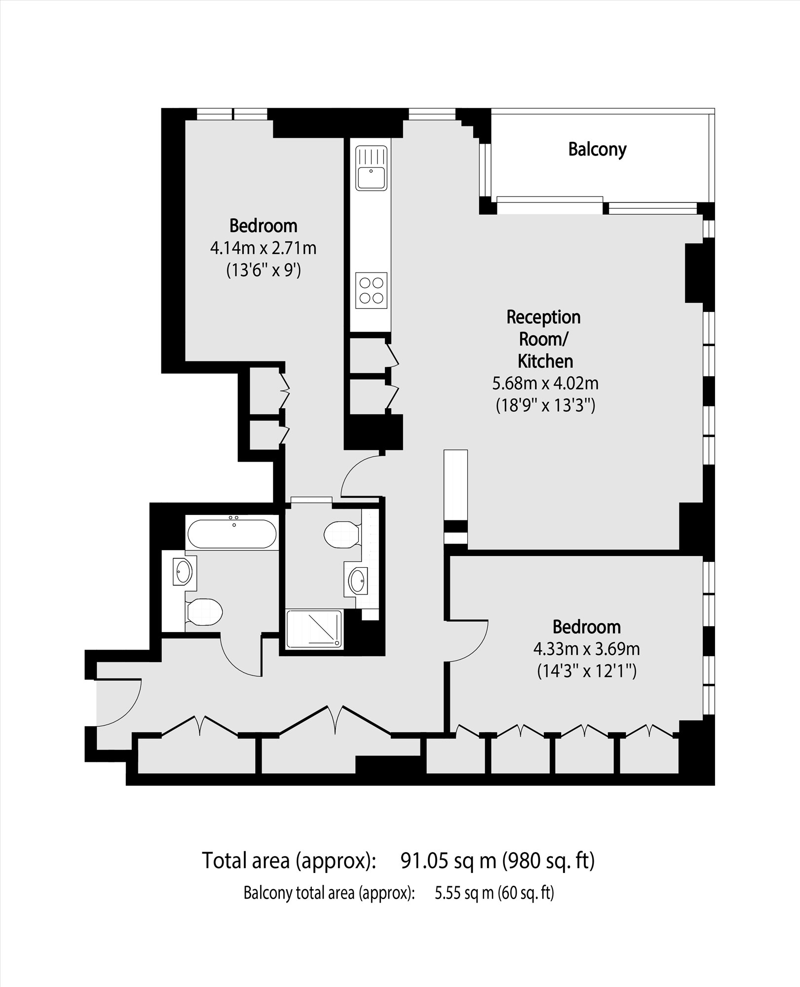 Flat 76, 5, Tidemill Square, London floorplan
