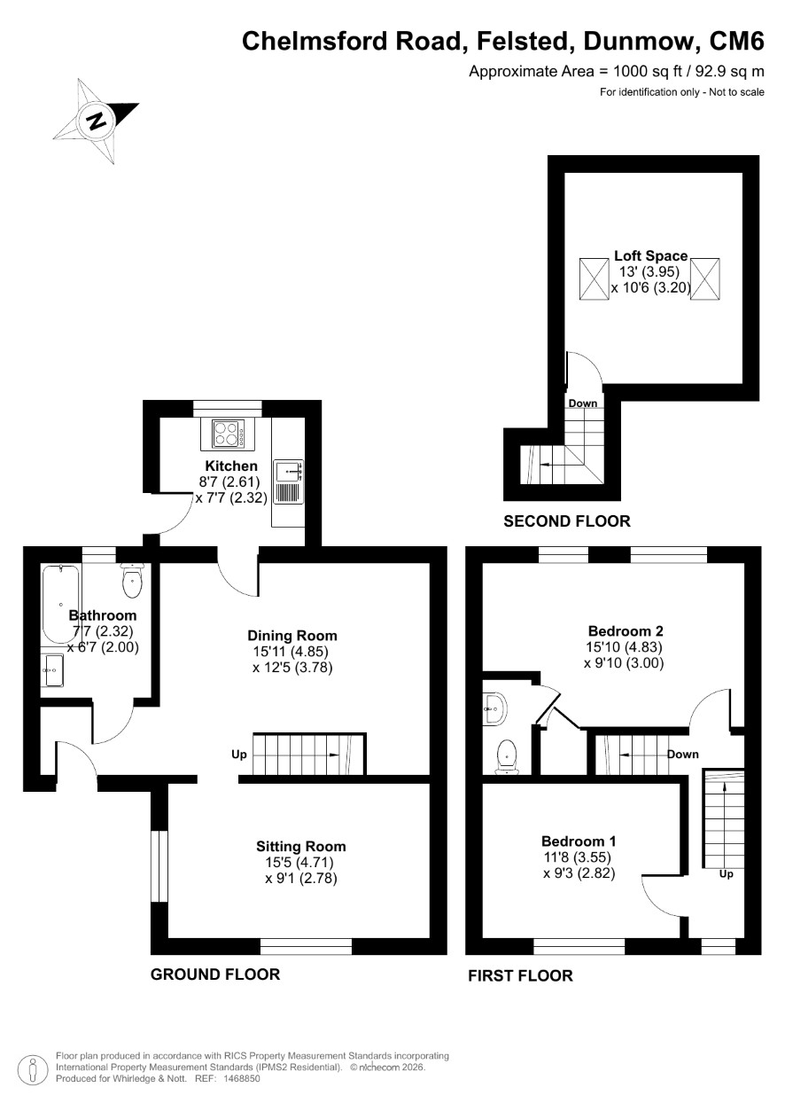 2 Glandfields Cottages, Chelmsford Road, Dunmow floorplan