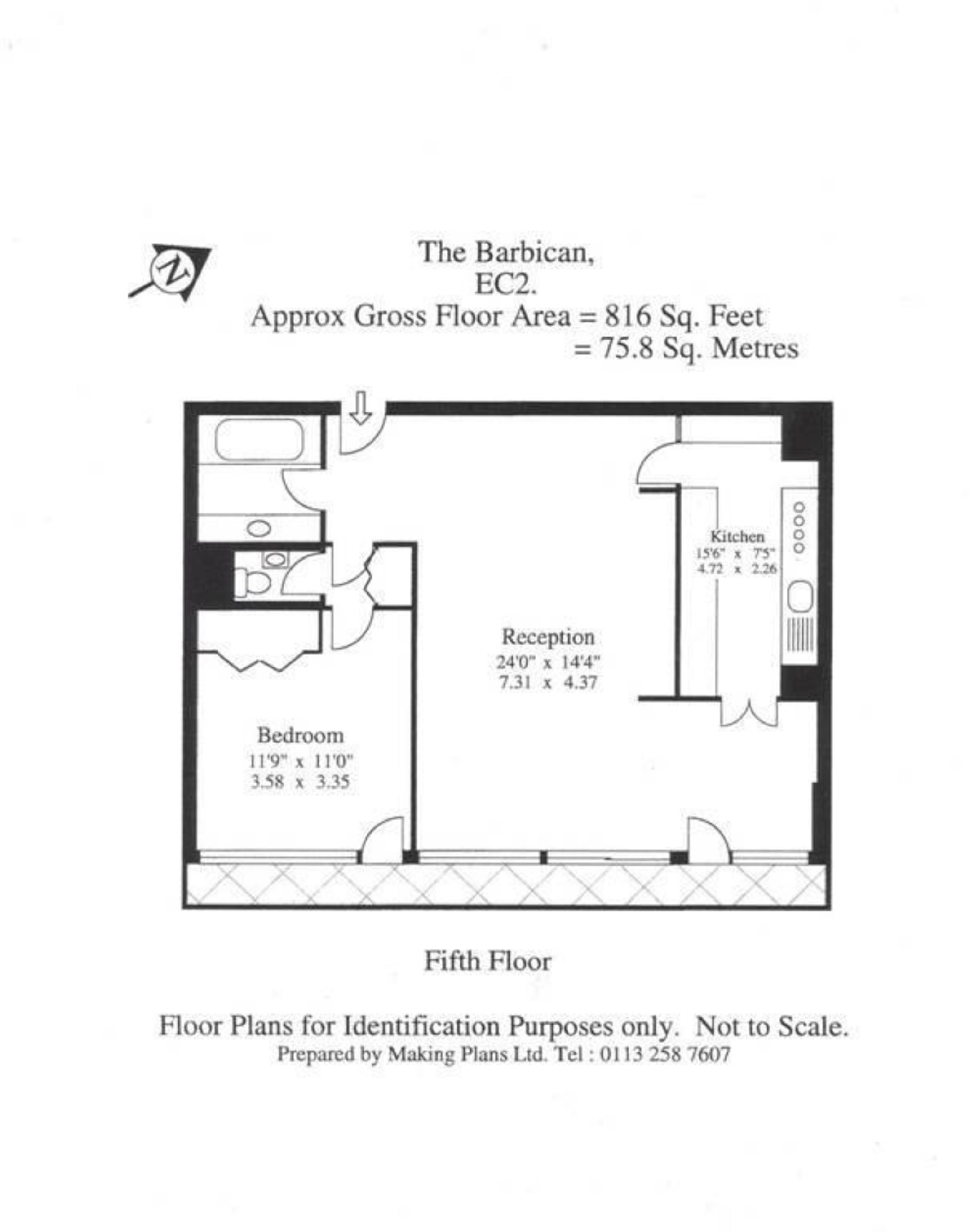 Flat 511, Gilbert House, Barbican, London floorplan