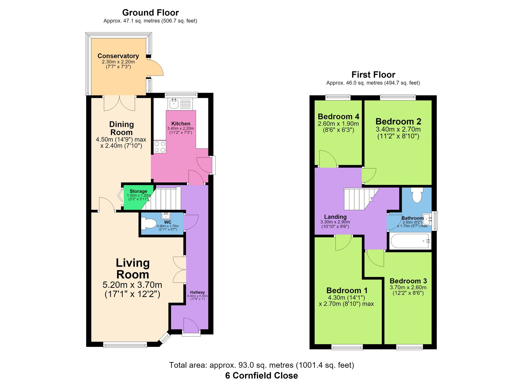 6 Cornfield Close, Chesterfield floorplan