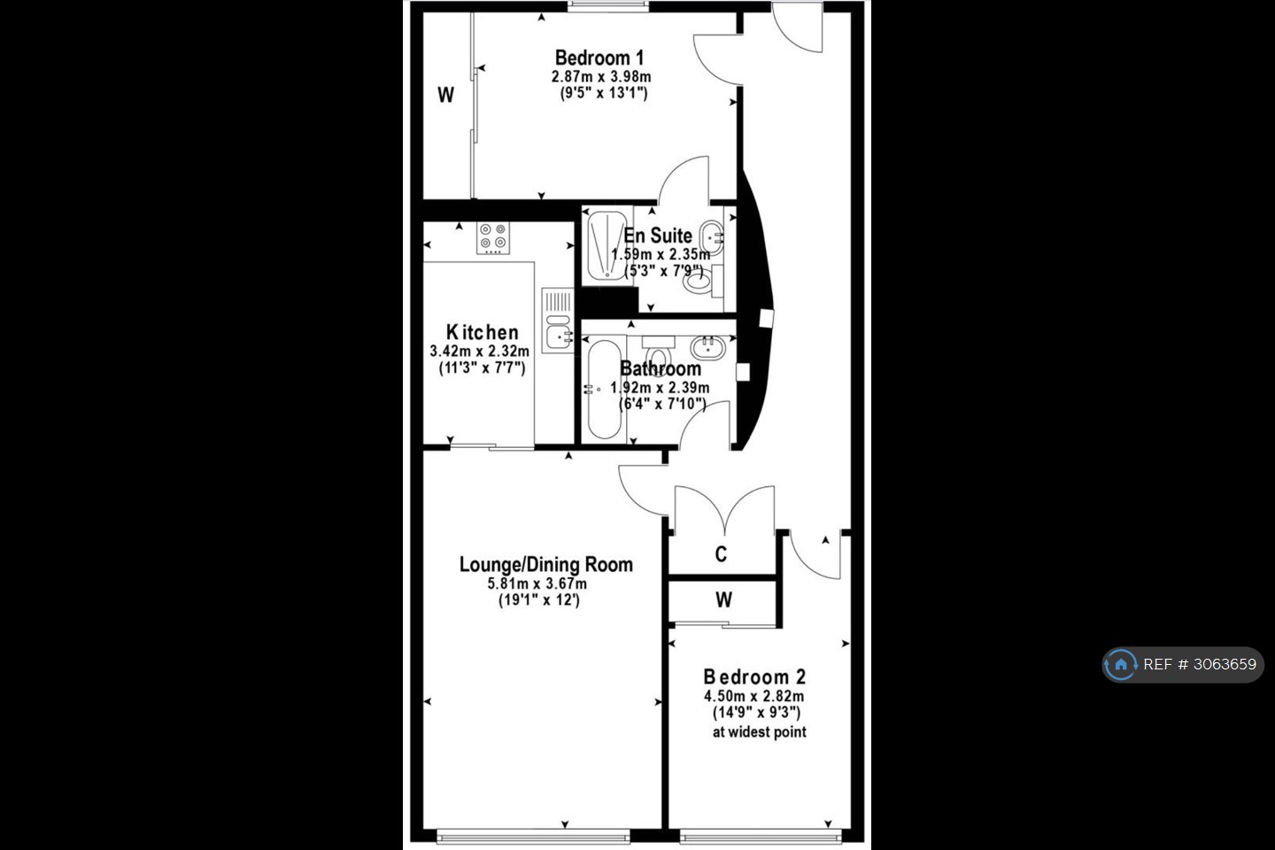 Flat 3/4 2 Great George Lane, Glasgow G12 8BB floorplan