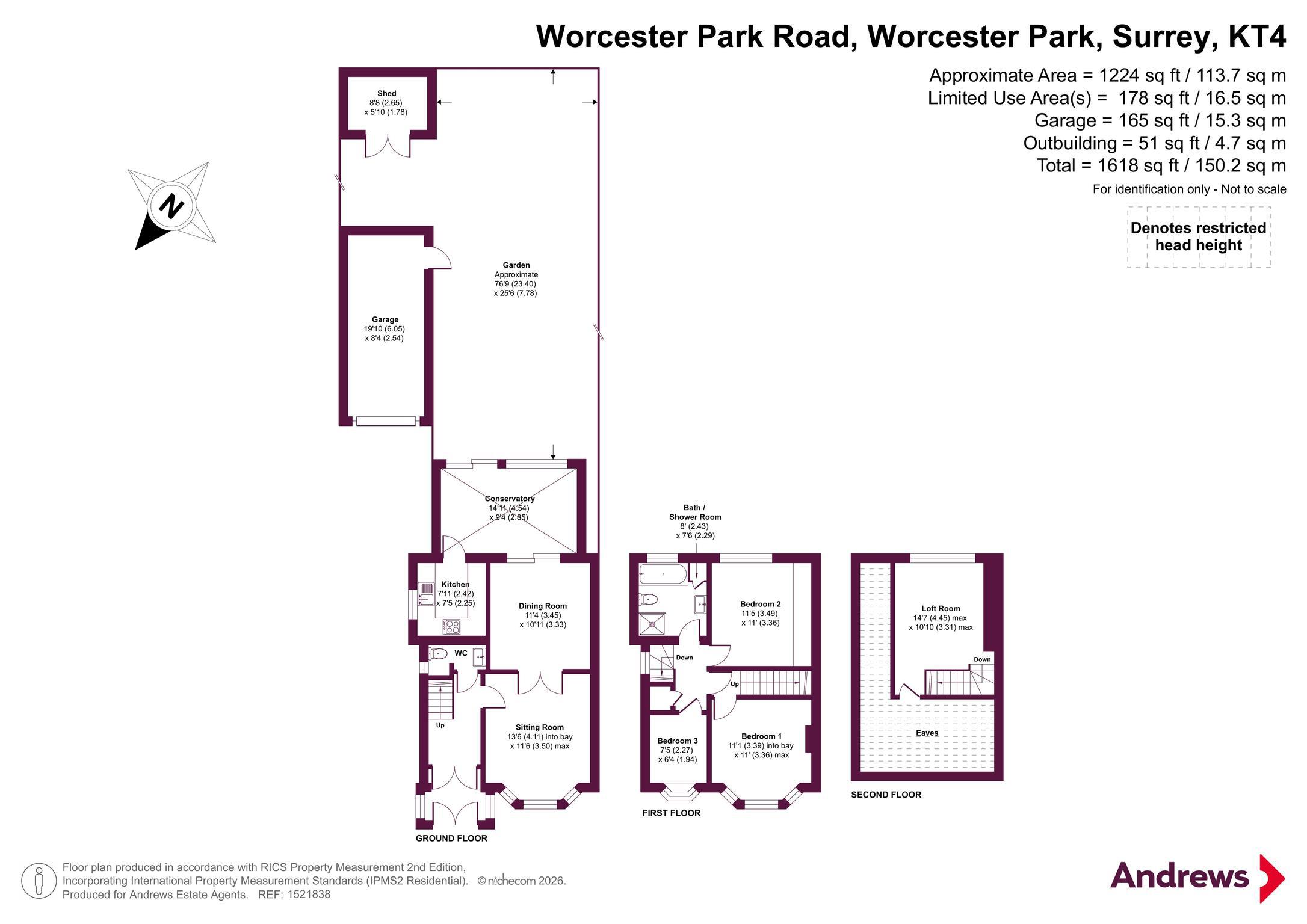 90, Worcester Park Road, Surrey floorplan