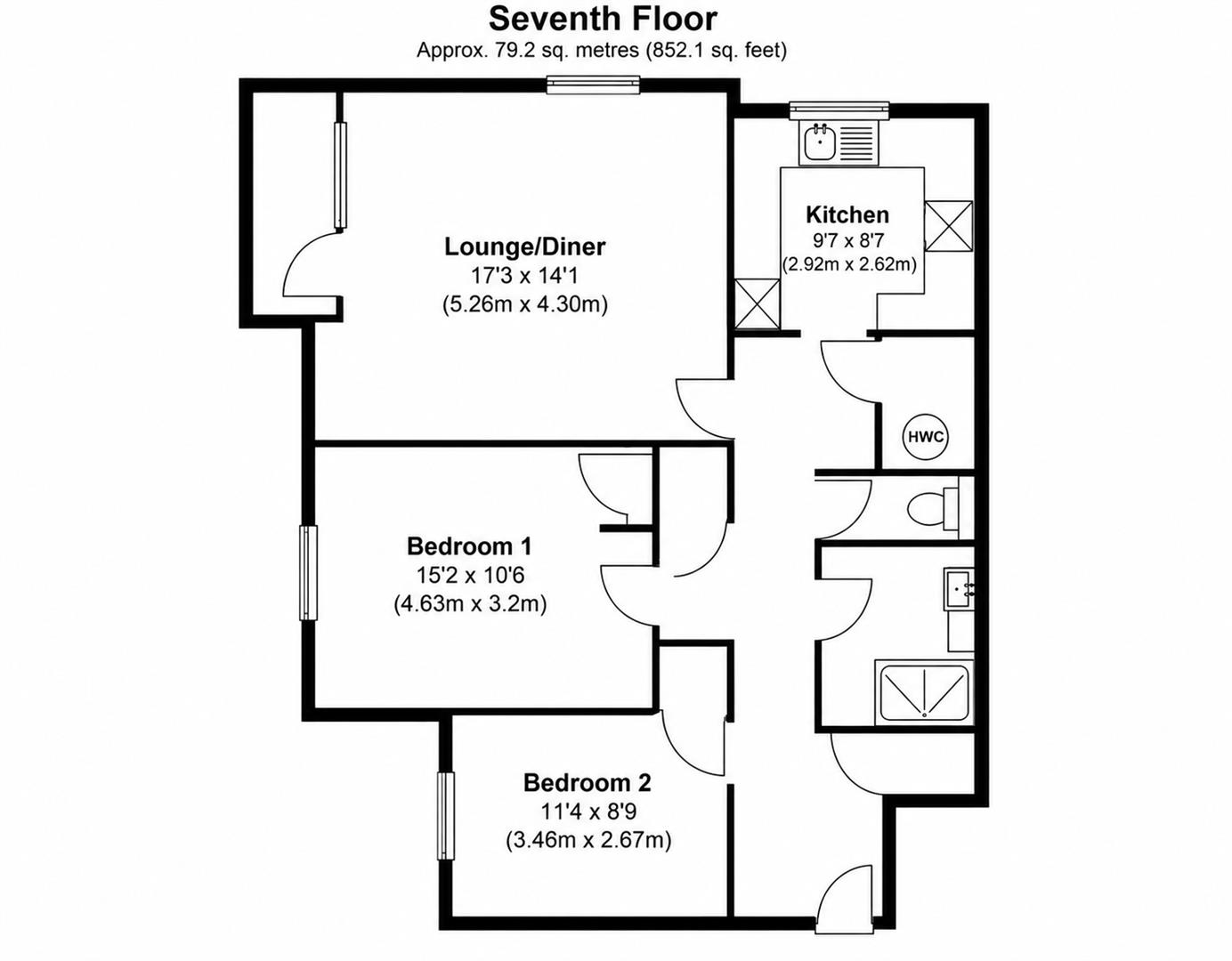 Flat 60 Hendfield Court, 22, Beddington Gardens, Wallington floorplan