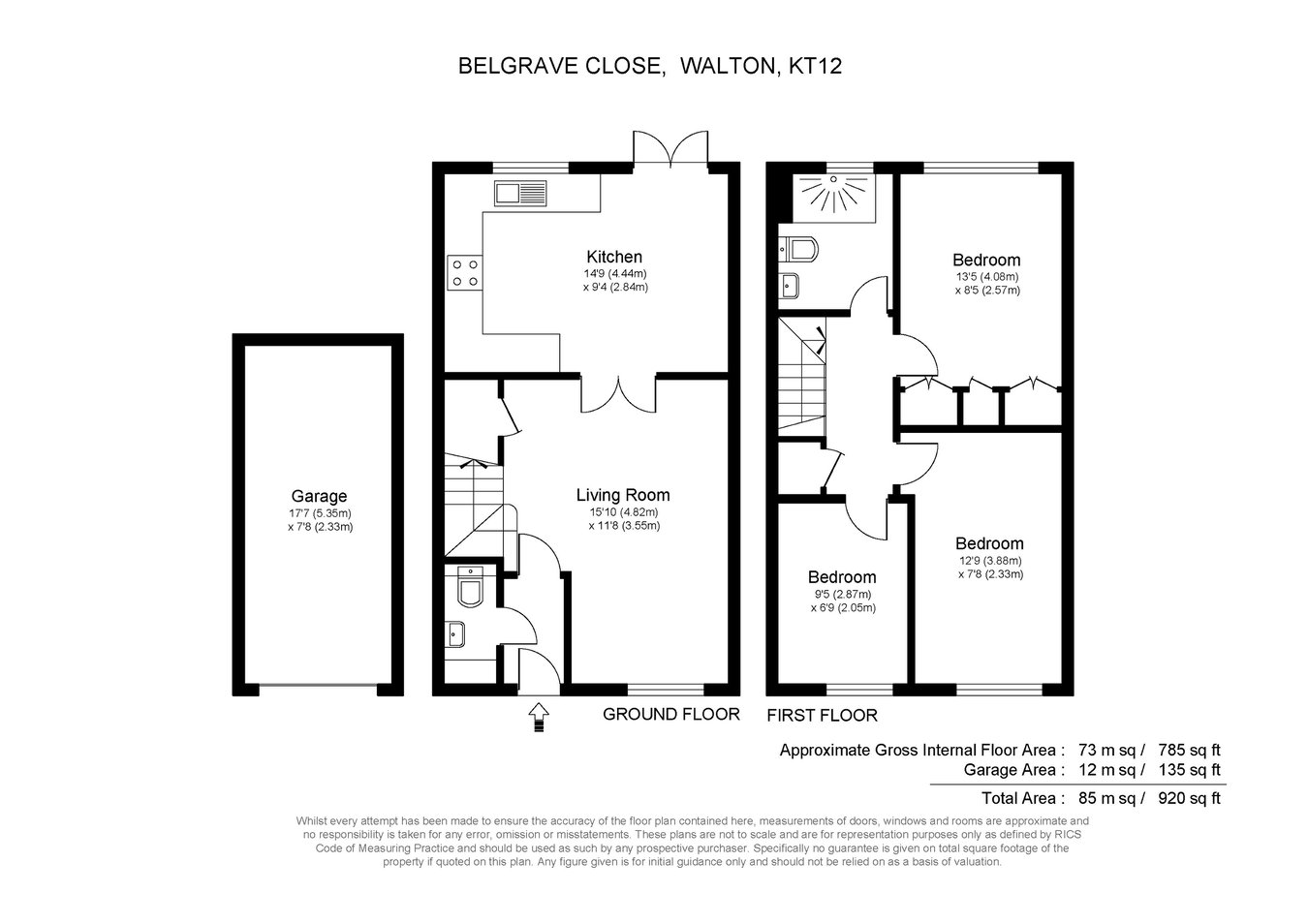 9, Belgrave Close, Walton-on-Thames floorplan