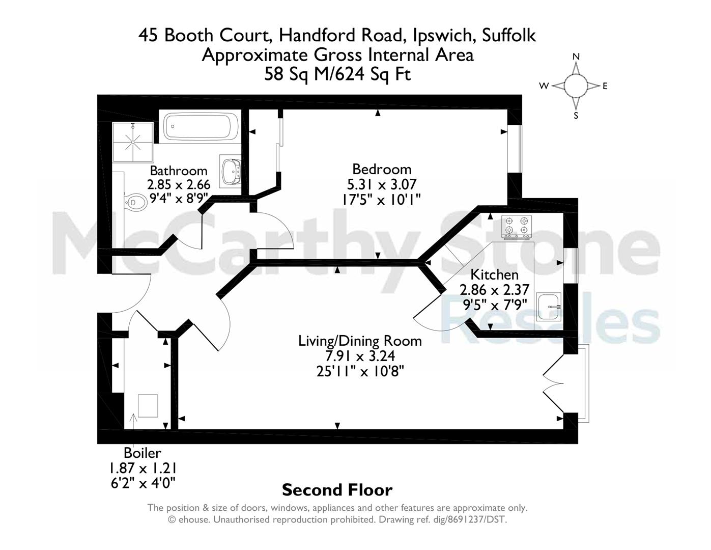 45 Booth Court, Handford Road, Ipswich floorplan