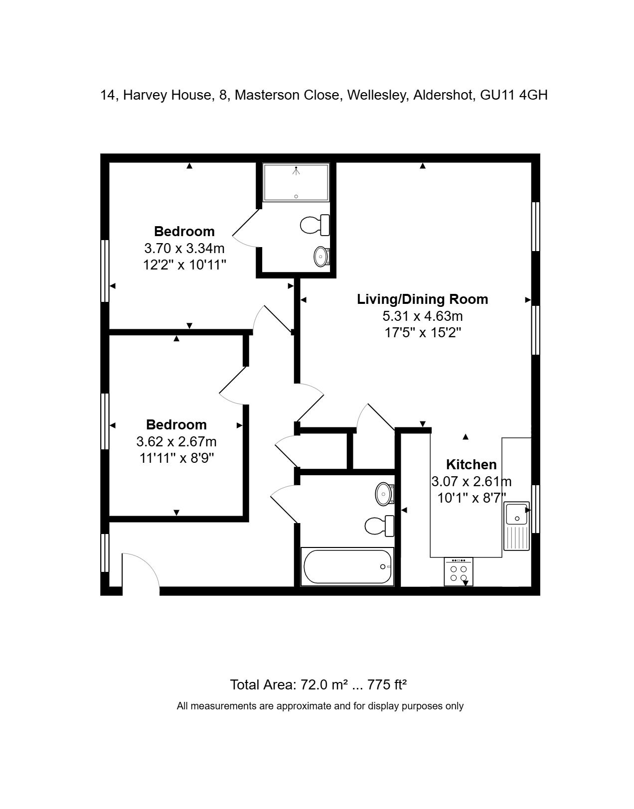 14 Harvey house, Masterson  Close, Aldershot floorplan
