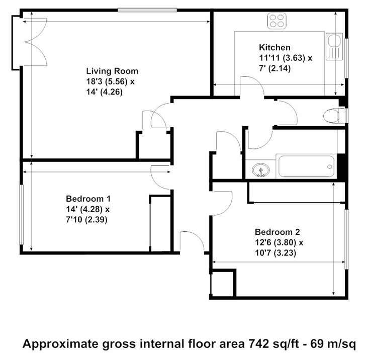 2 Bedrooms Flat for sale in Gainsborough Court, Walton-On-Thames, Surrey KT12