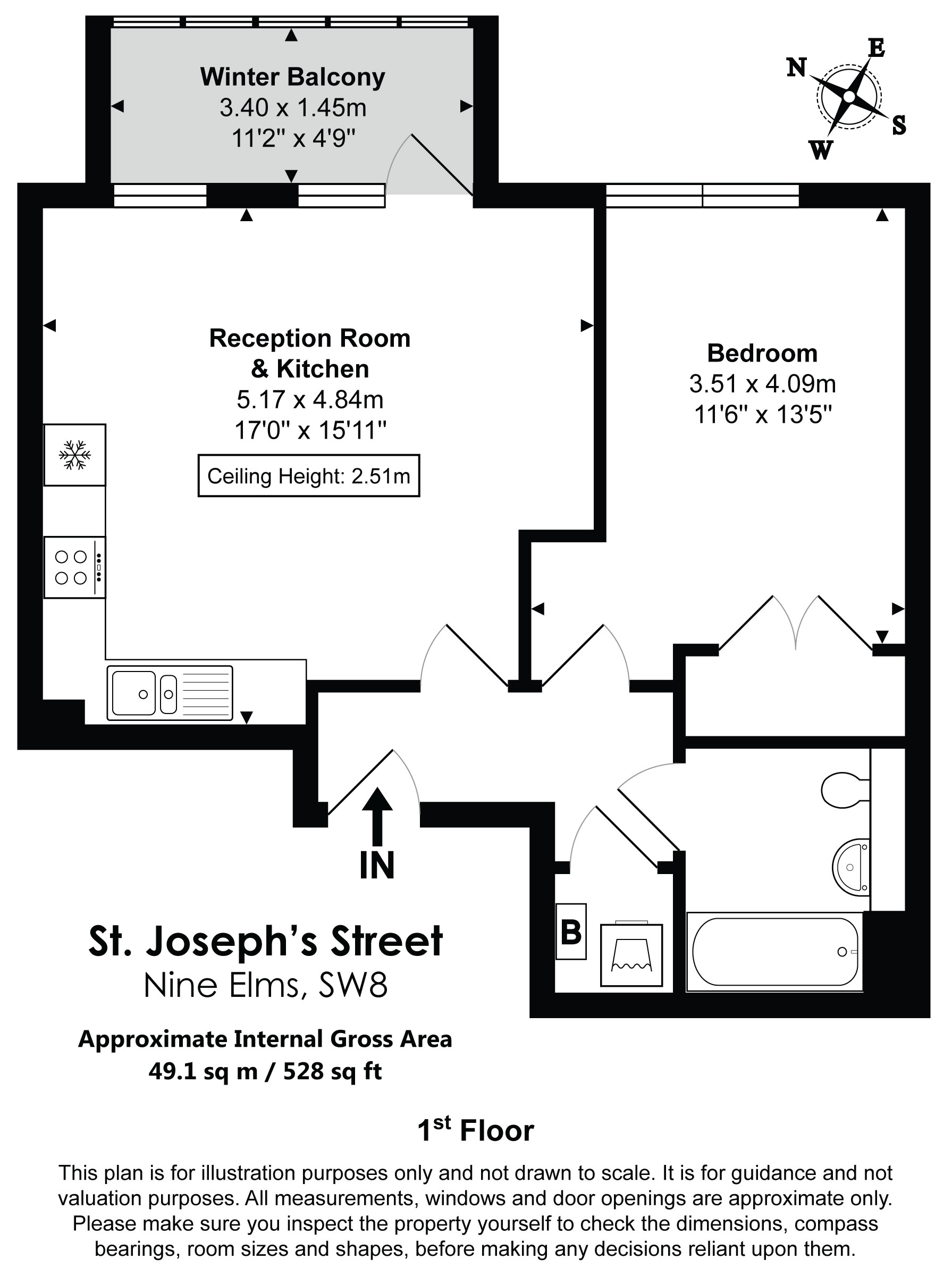Flat 1, 10, St. Josephs Street, London, England floorplan