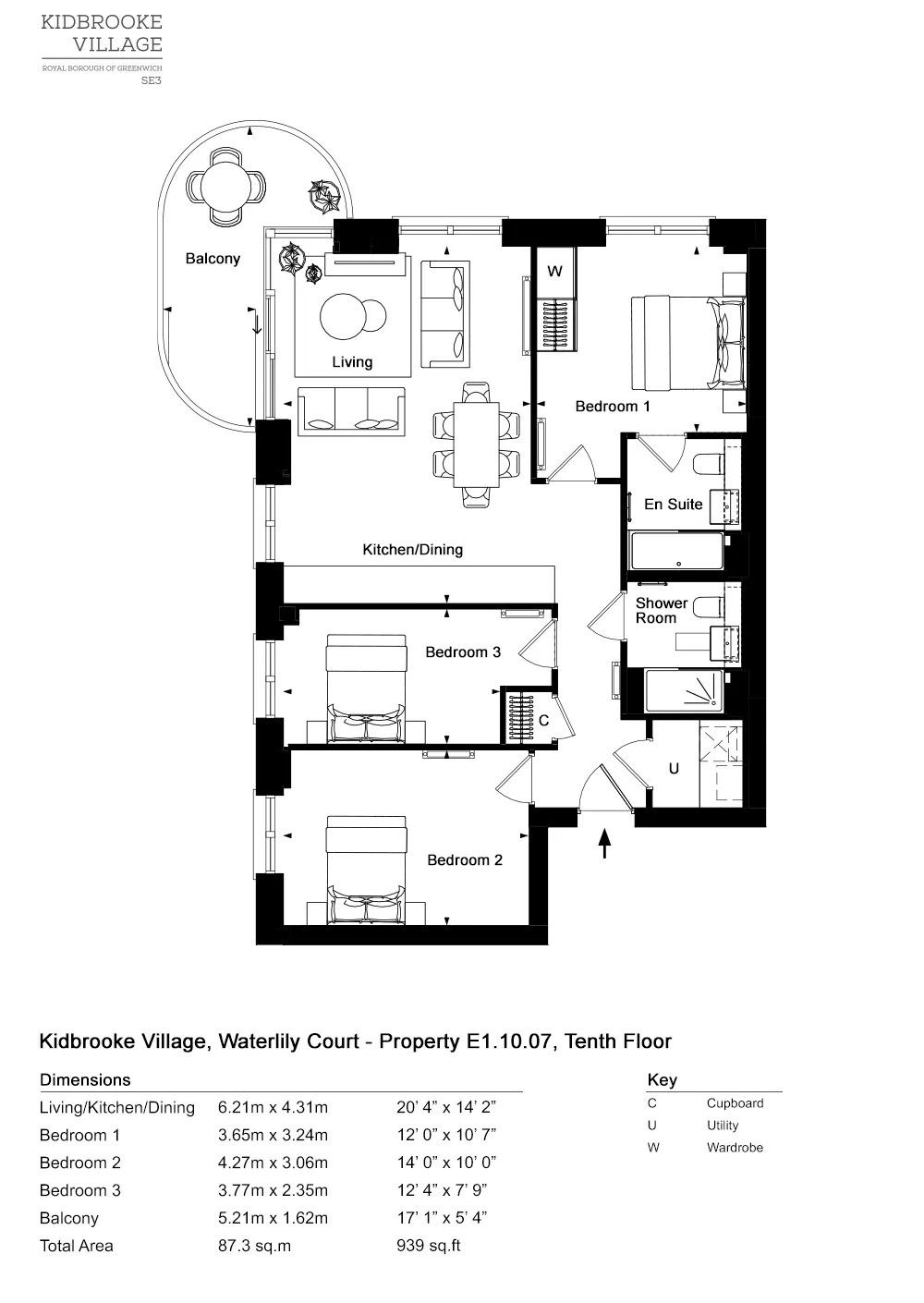 Property E1.10.07, Waterlily Court, London floorplan