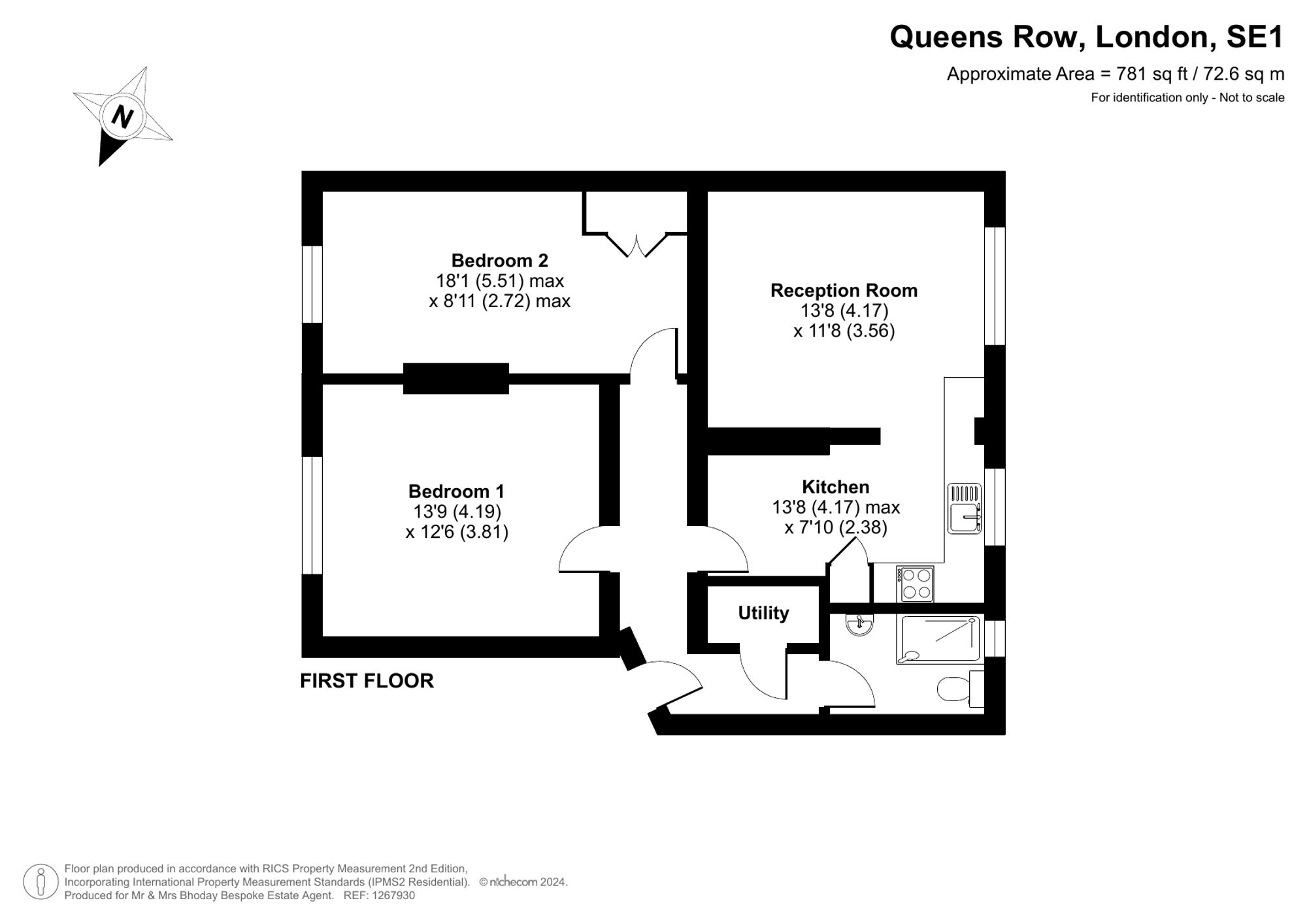 Flat C, 42 Queens Row, London floorplan