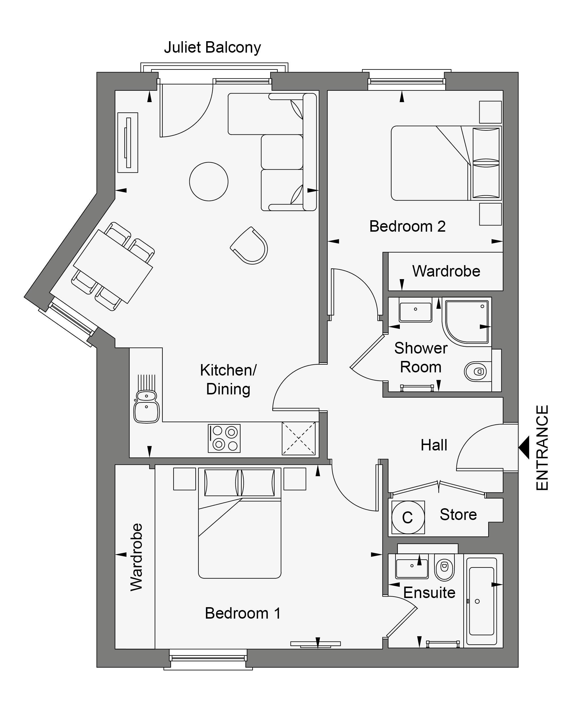 Apartment C4 - Level 2, Apartment C4, The Waterside at Quay West, Douglas  floorplan