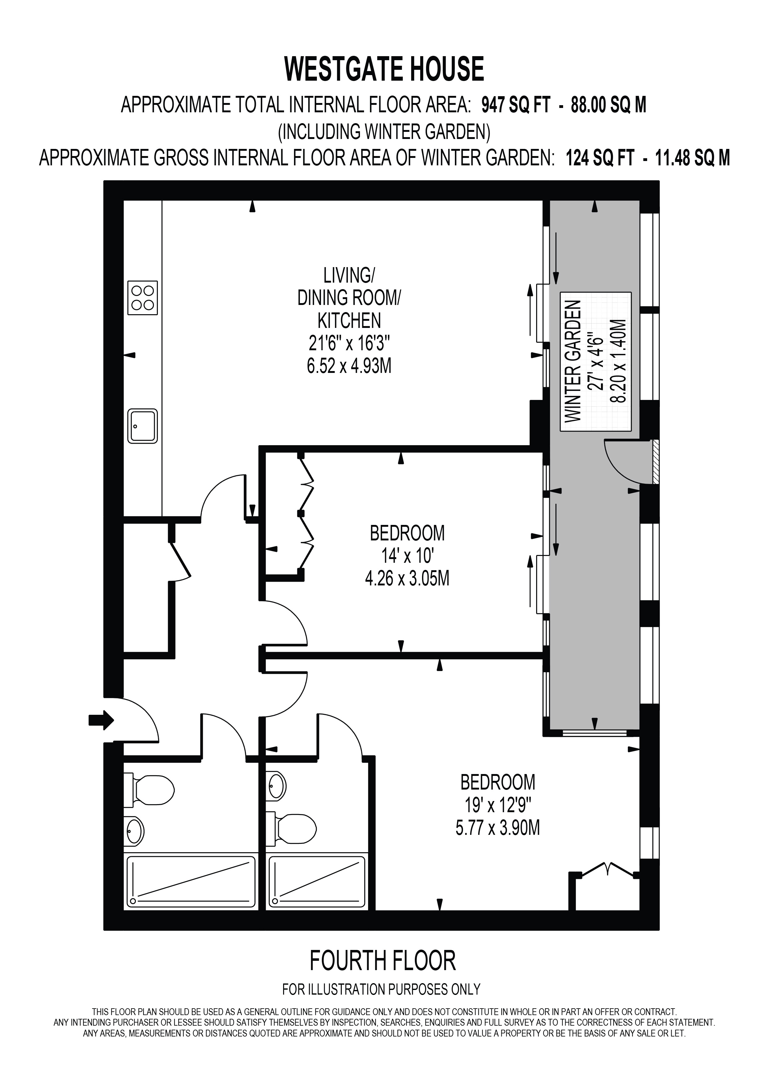 Apartment 404 Westgate House, Ealing Road, Brentford floorplan
