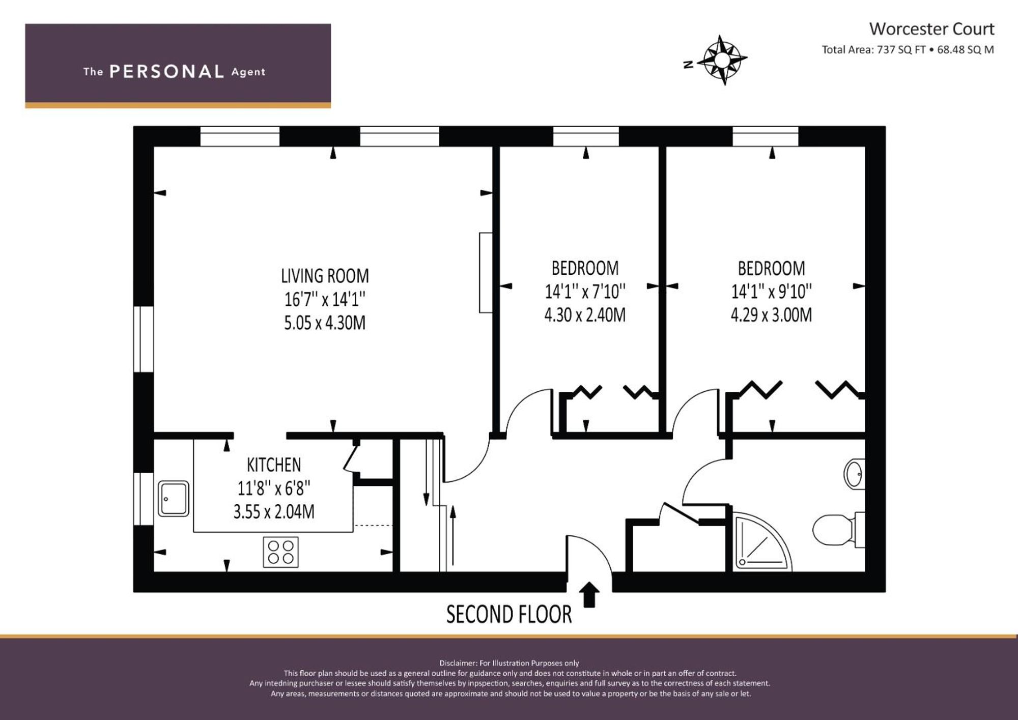 Flat 23, Worcester Court, Worcester Park floorplan
