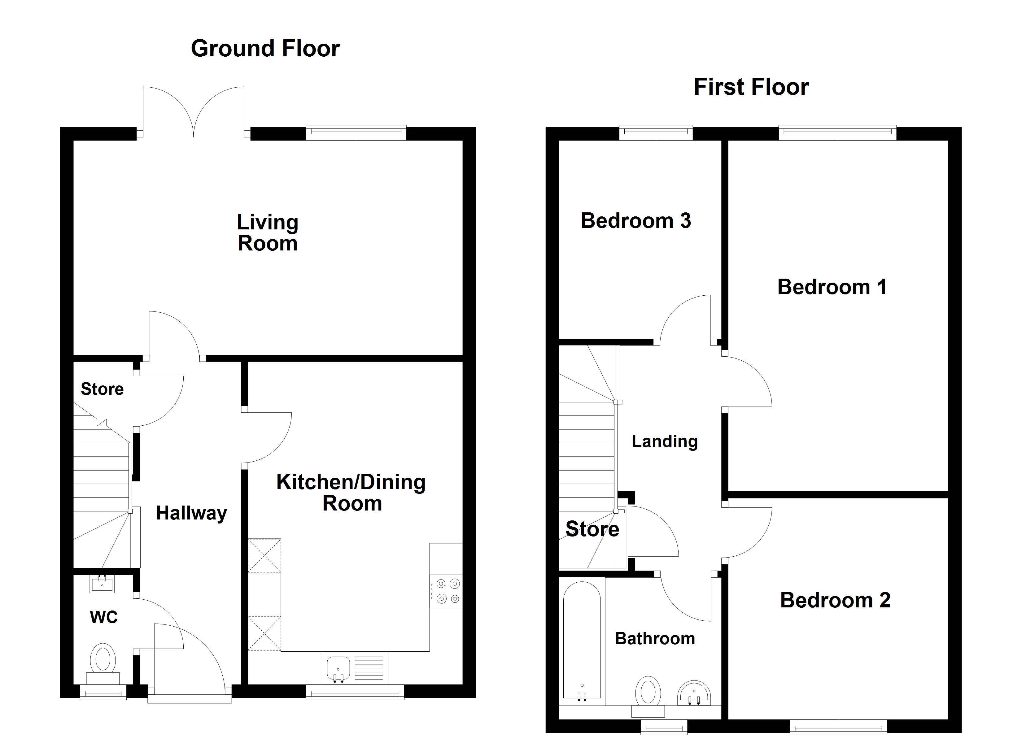the_alder_semi_detached, Whitwell Green Lane, Elland floorplan
