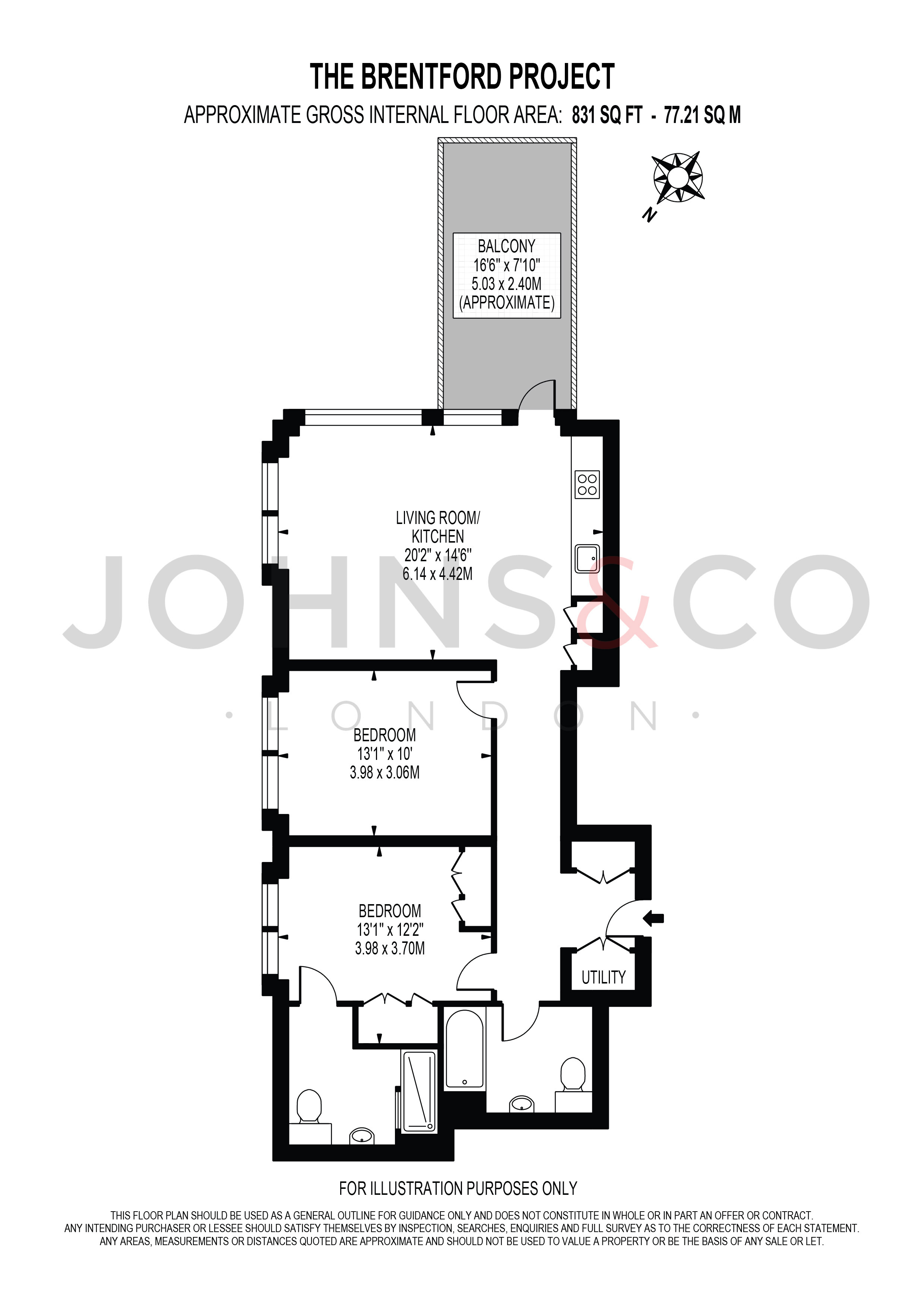 Apartment 1 Hollandbury House 4, Brent Way, Brentford floorplan