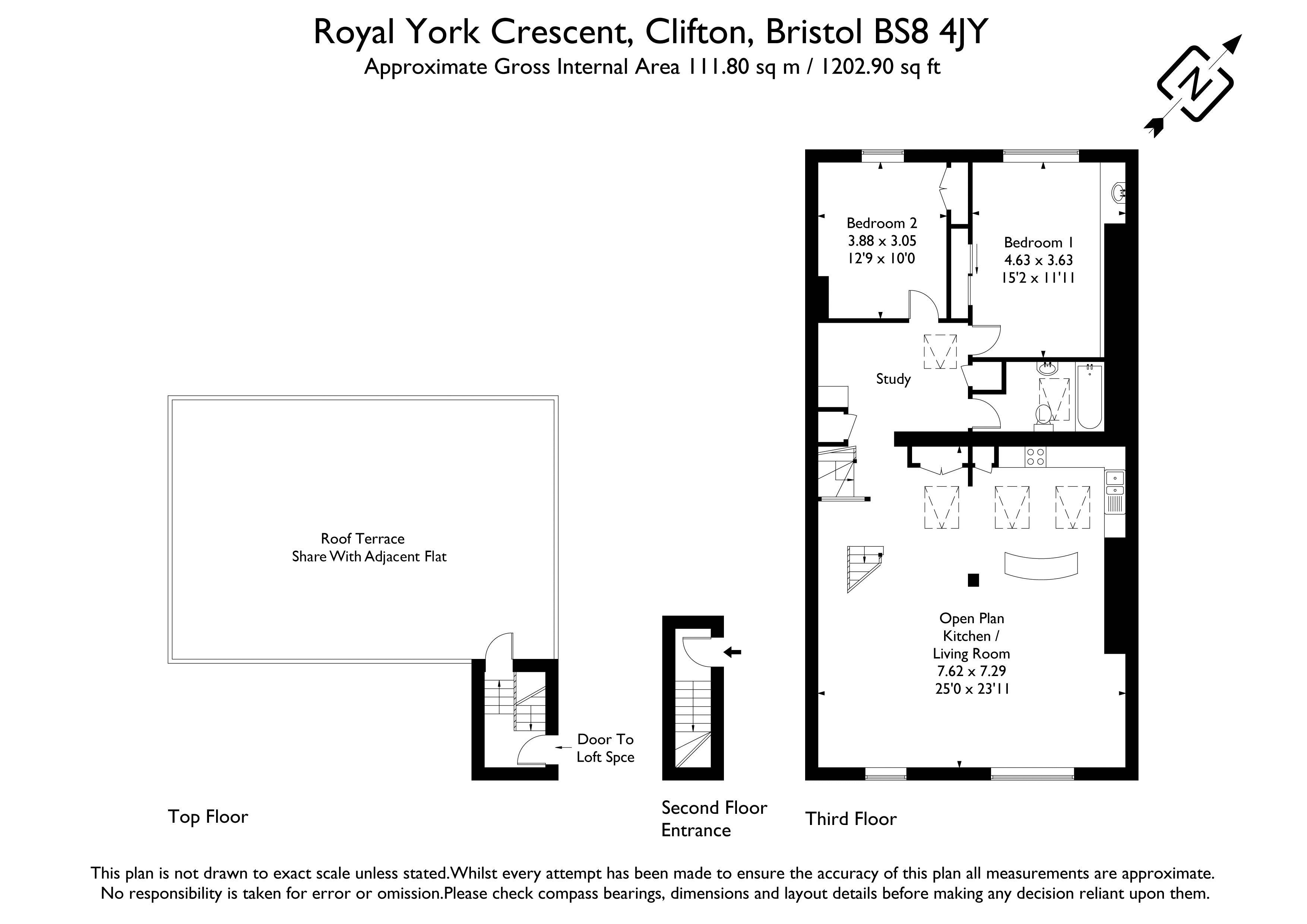 Top Floor Flat, Flat 4, 16-17, Royal York Crescent, Bristol floorplan