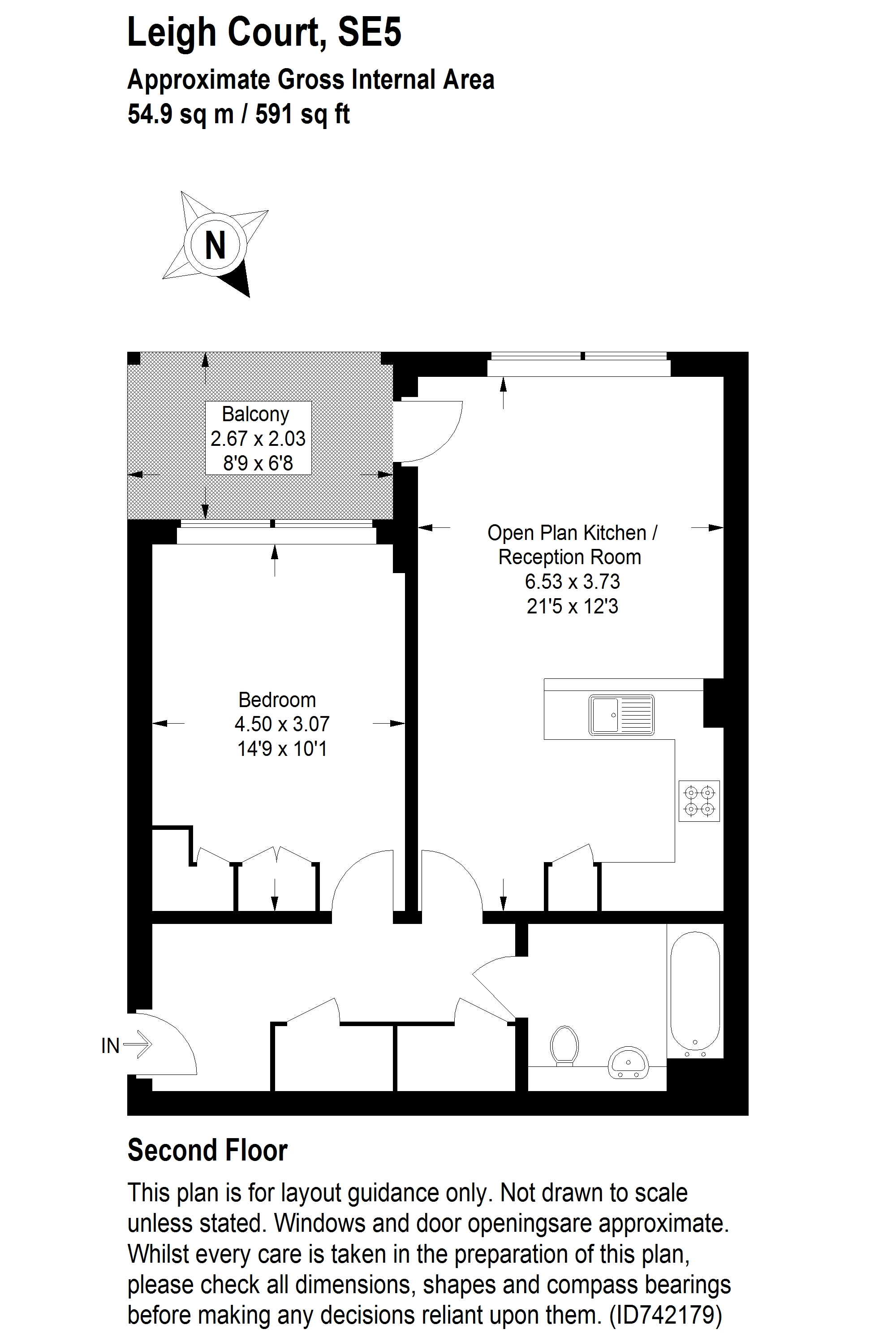 15 Leigh Court*, Sam King Walk, London floorplan