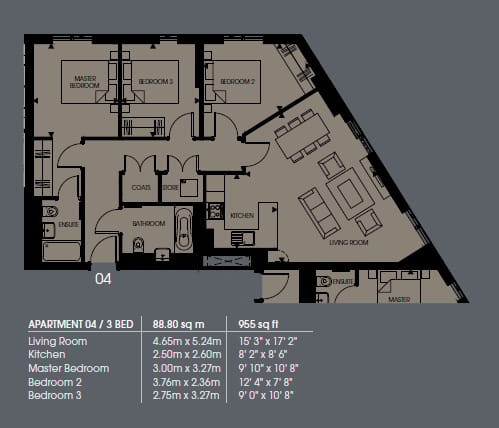 Flat 392, Pinnacle Apartments, Croydon floorplan