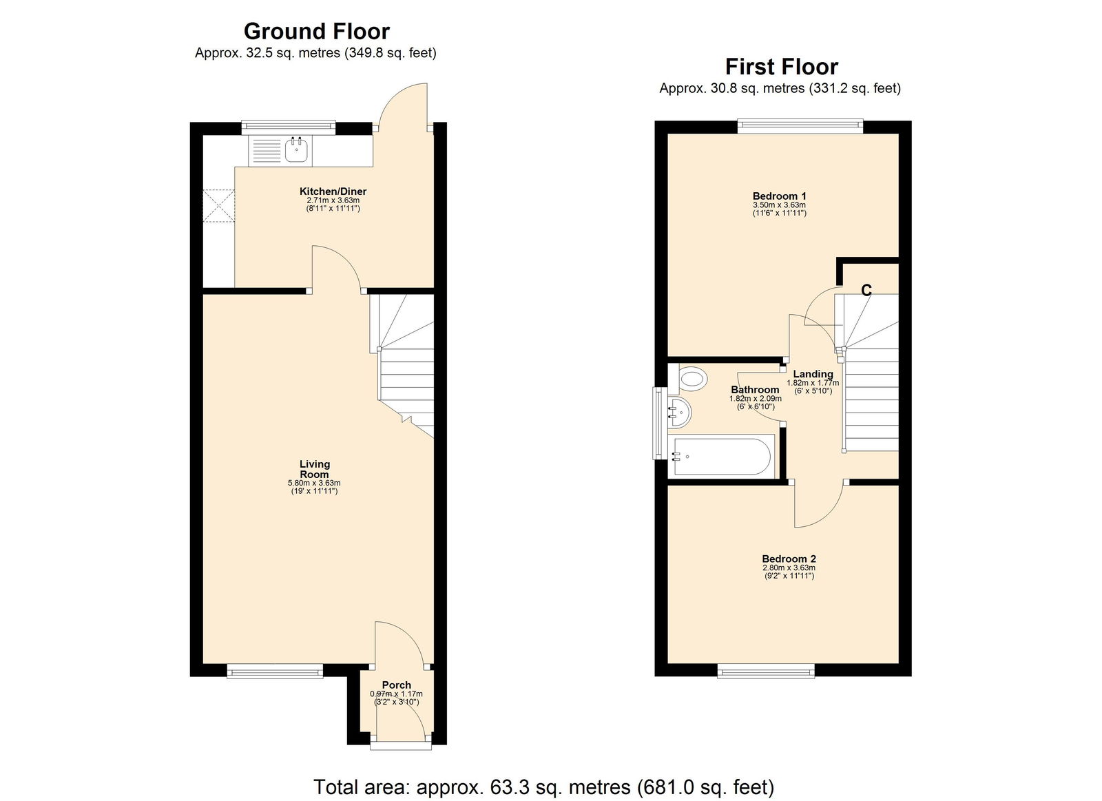 48, Back Lane, Skelmersdale floorplan