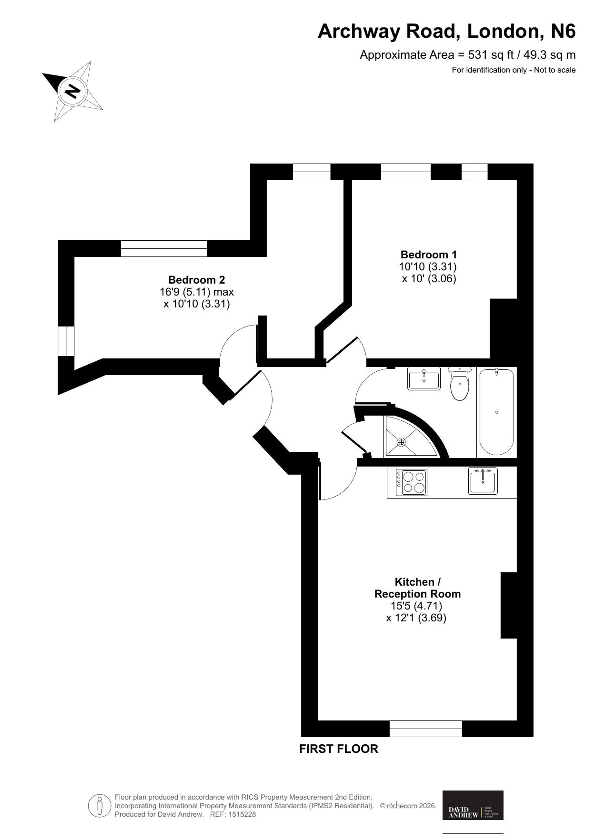 First Floor Flat, 221 Archway Road, London floorplan