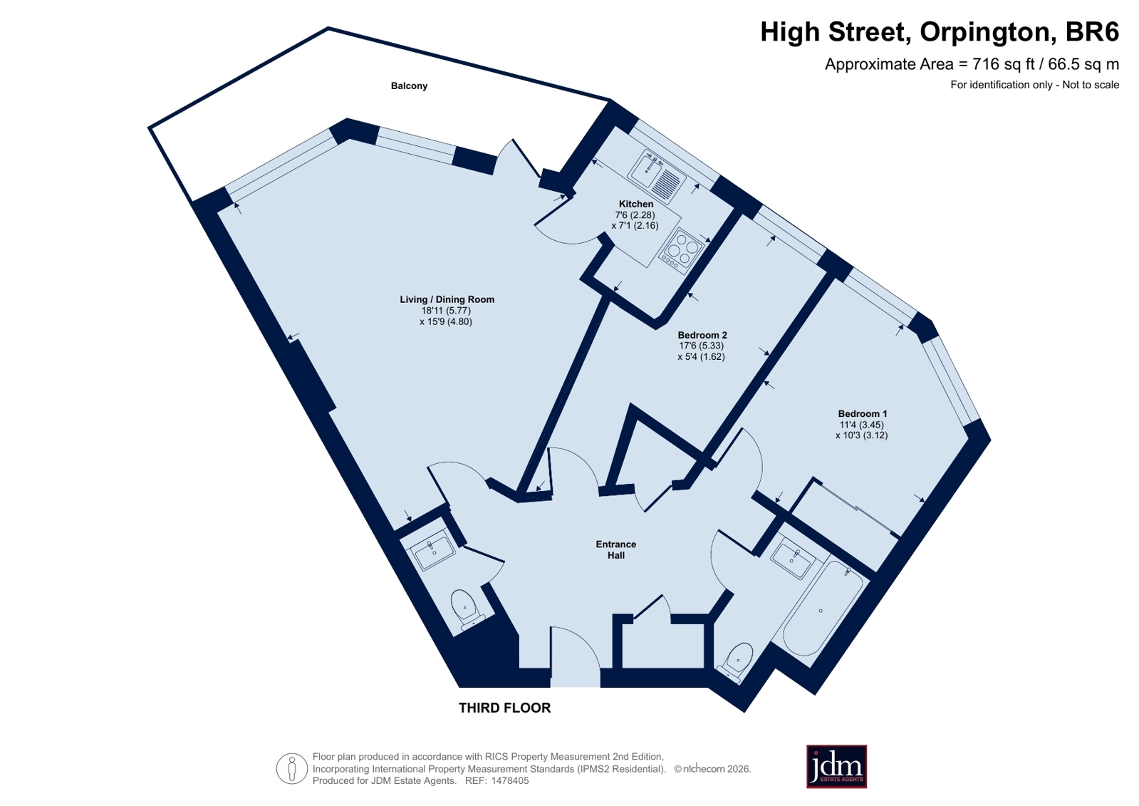 Flat 44, Atkins Lodge, 76, High Street, Orpington floorplan