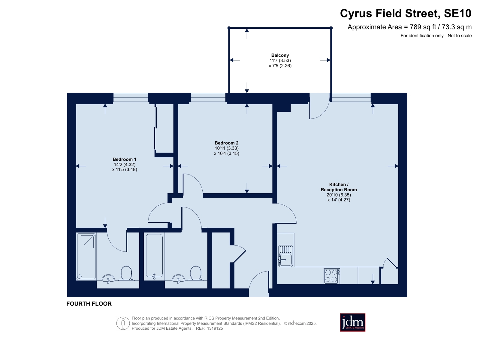 Flat 401, Elliot Lodge, 7, Cyrus Field Street, London floorplan