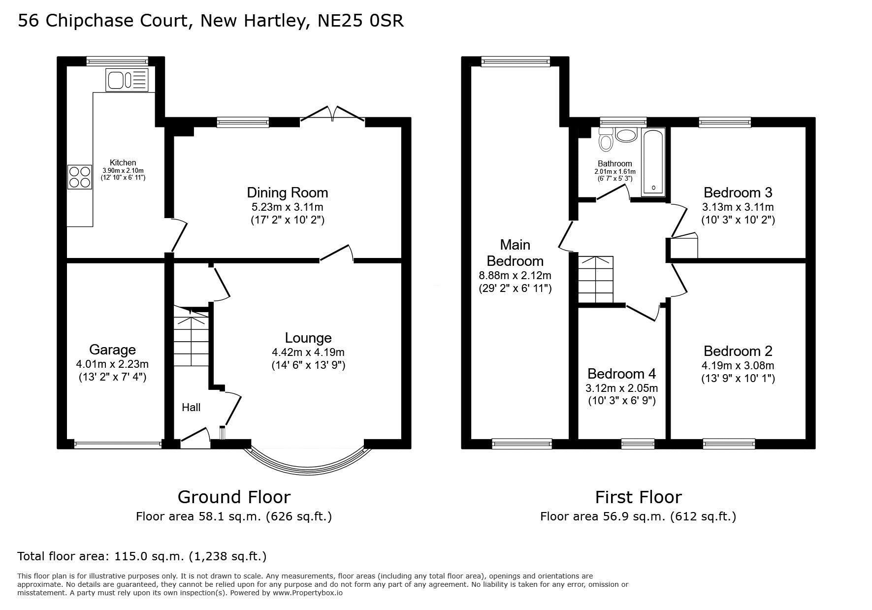 56, Chipchase Court, Whitley Bay floorplan