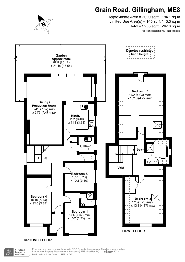 Grain Road, Rainham, Gillingham ME8, 5 bedroom bungalow for sale