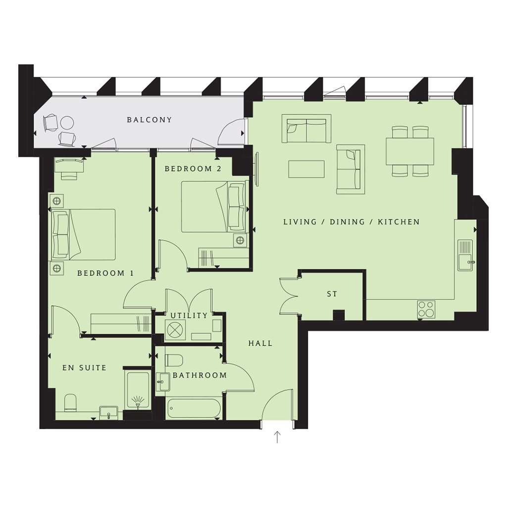 2 Bedrooms Flat for sale in 