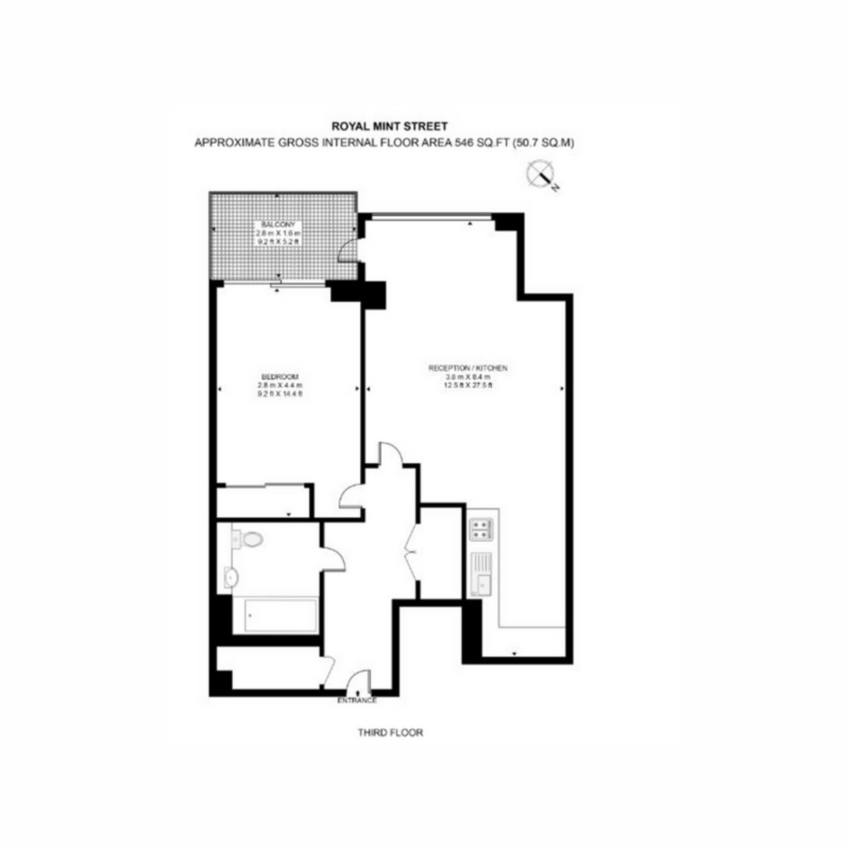 Flat 27 Rosemary Gardens, 85, Royal Mint Street, London floorplan