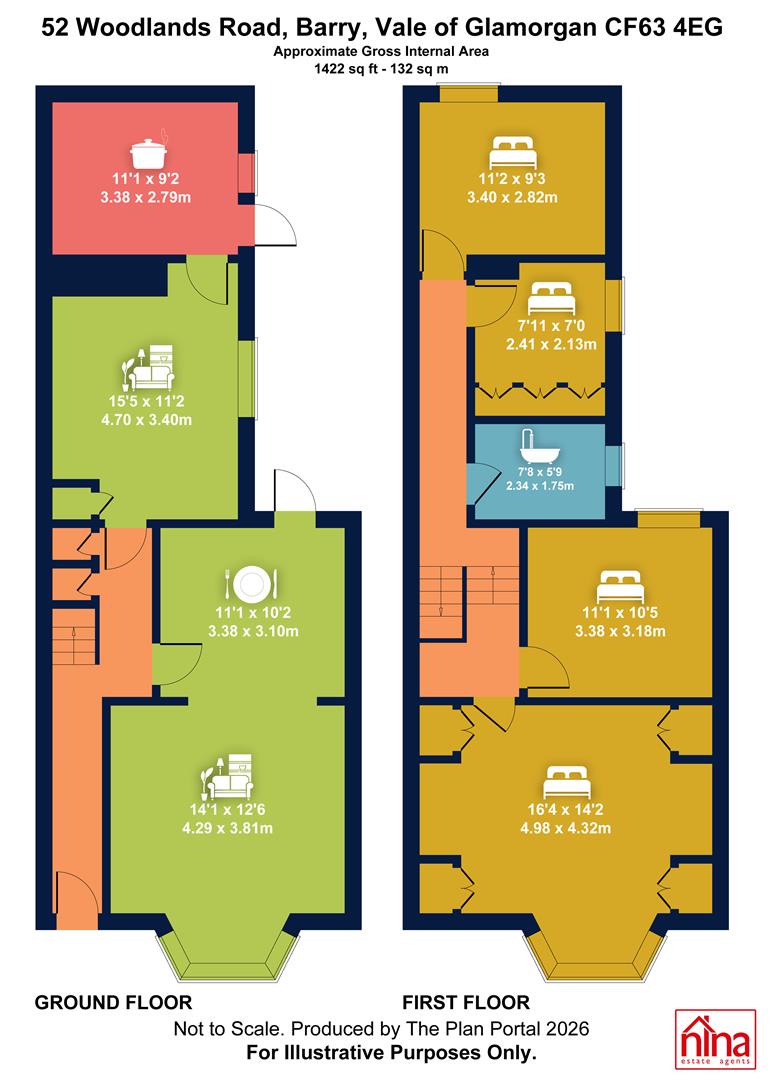 52, Woodlands Road, Barry floorplan