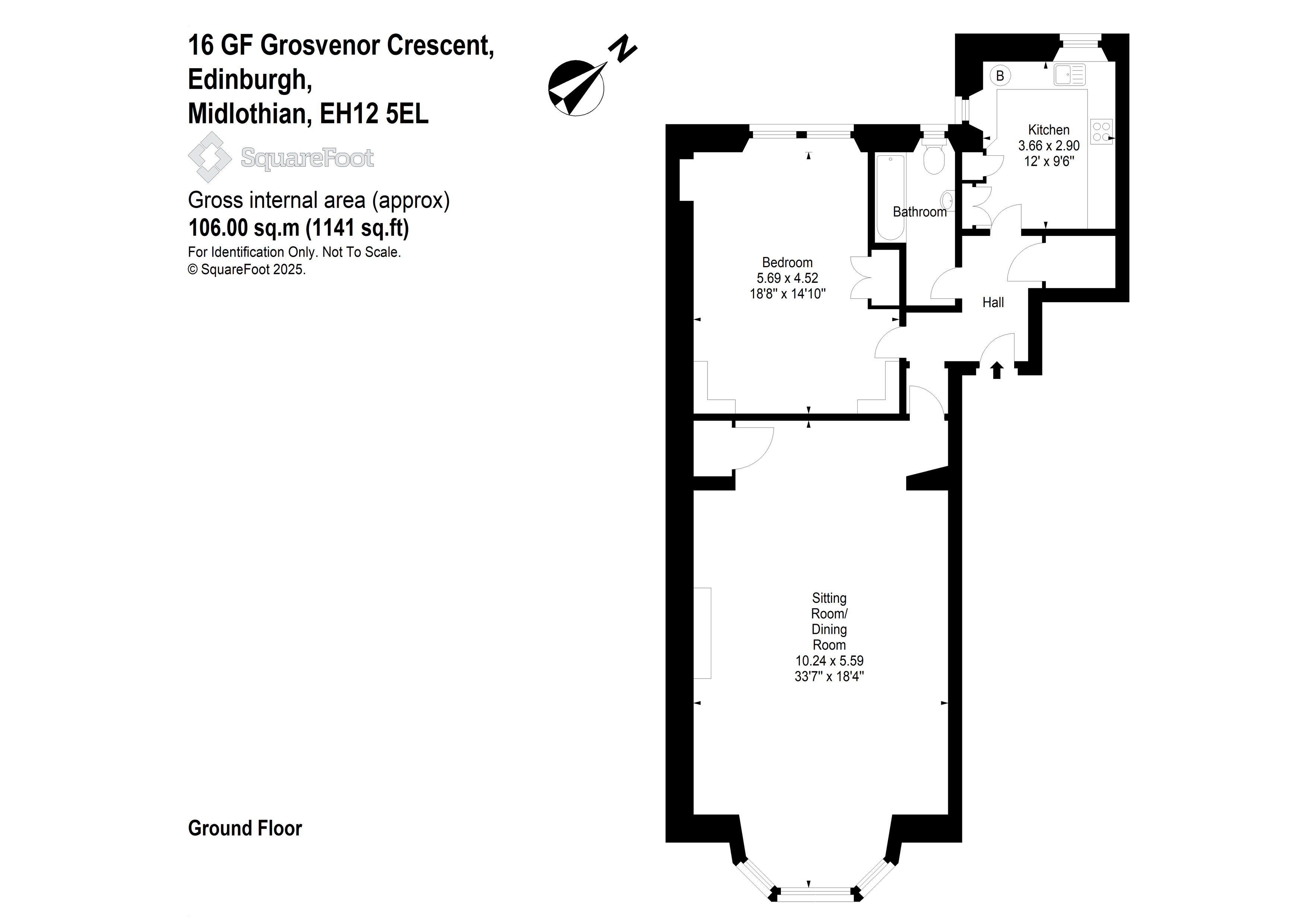 16/GF, Grosvenor Crescent, Edinburgh floorplan
