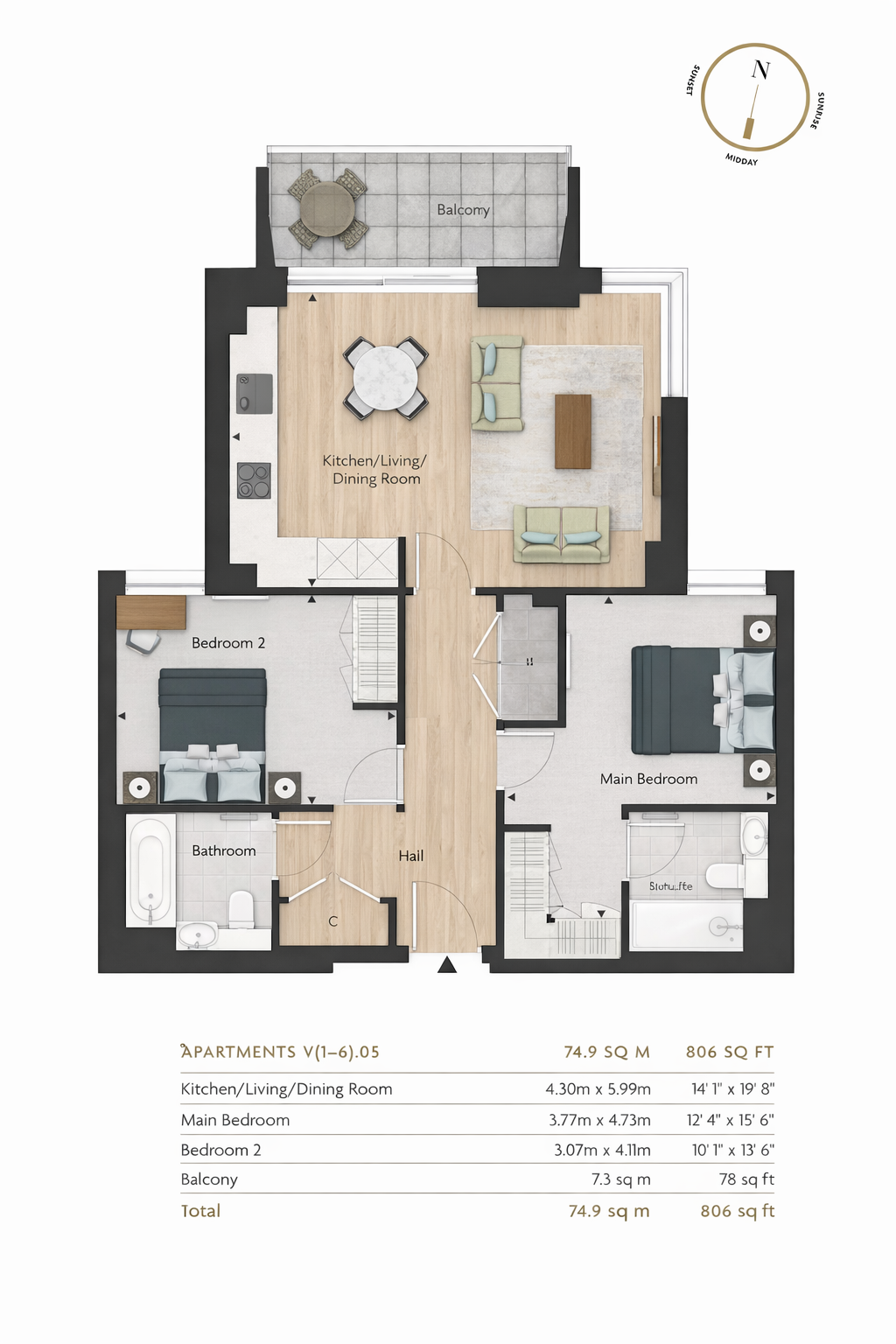 Apartment 414, Vermont House, London floorplan