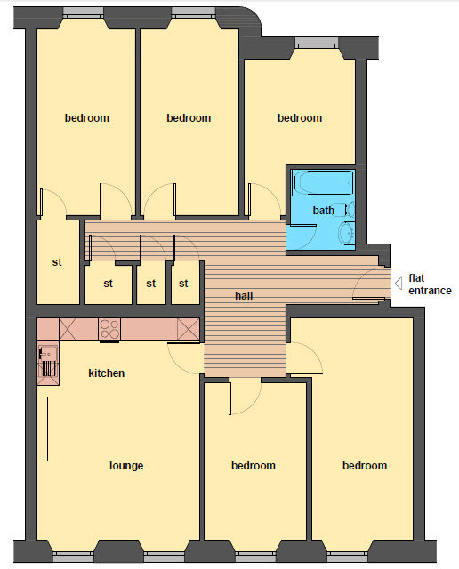 Flat 2F1, 43/3, Lothian Street, Edinburgh floorplan