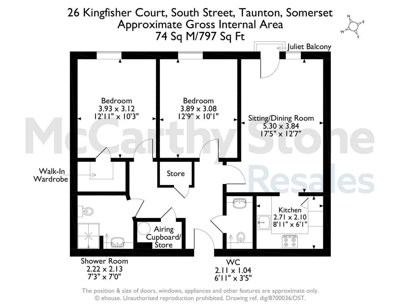 26 Kingfisher Court, South Street, Taunton floorplan