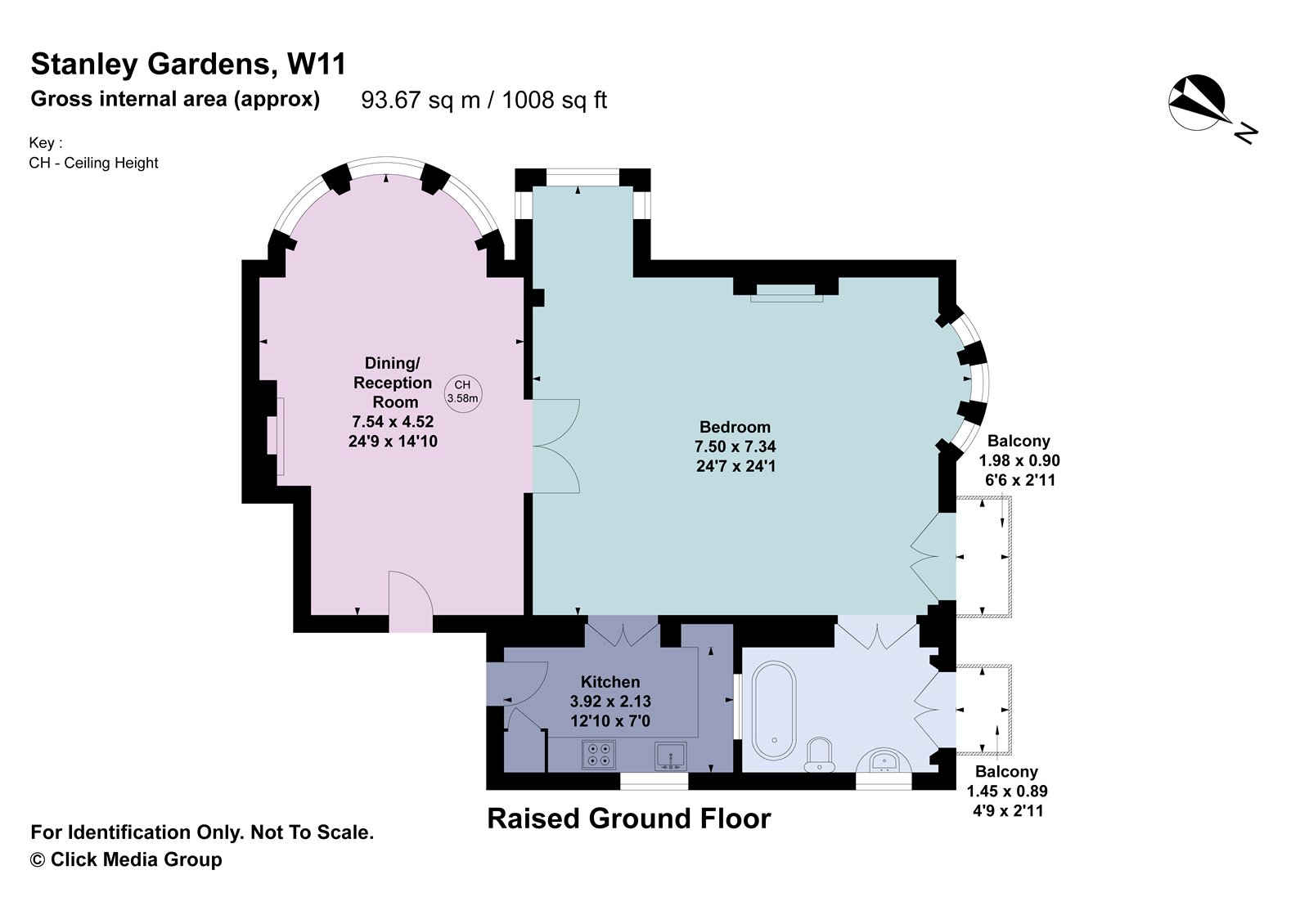 Flat 3, 1-3, Stanley Gardens, London floorplan