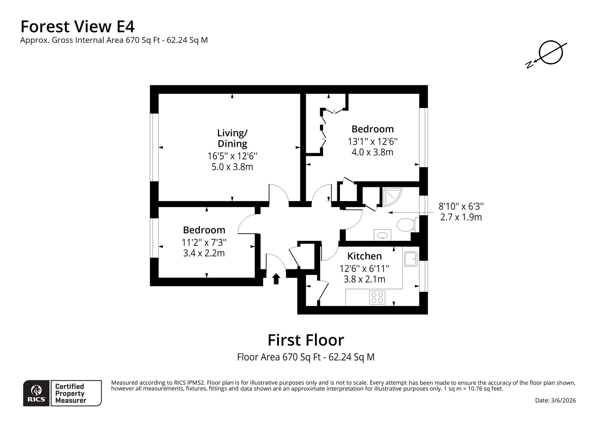 Flat 2, 30C Forest View, London floorplan
